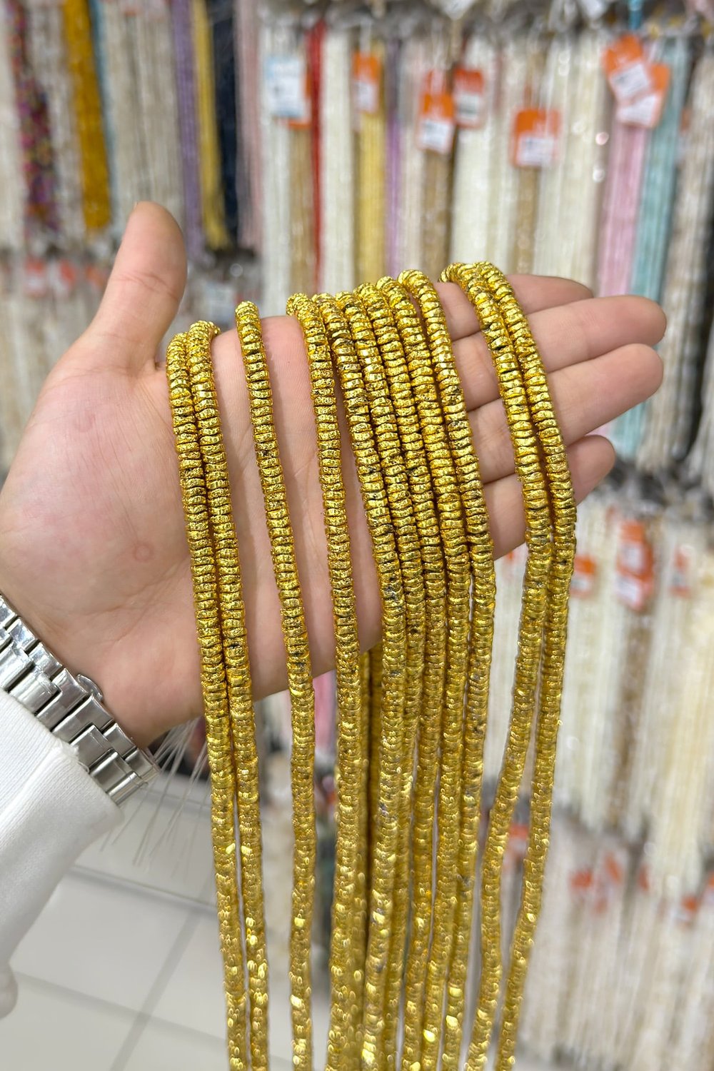 Hematit Taşı Rondela Kesim Sarı 6x1mm Doğal Taş Dizi