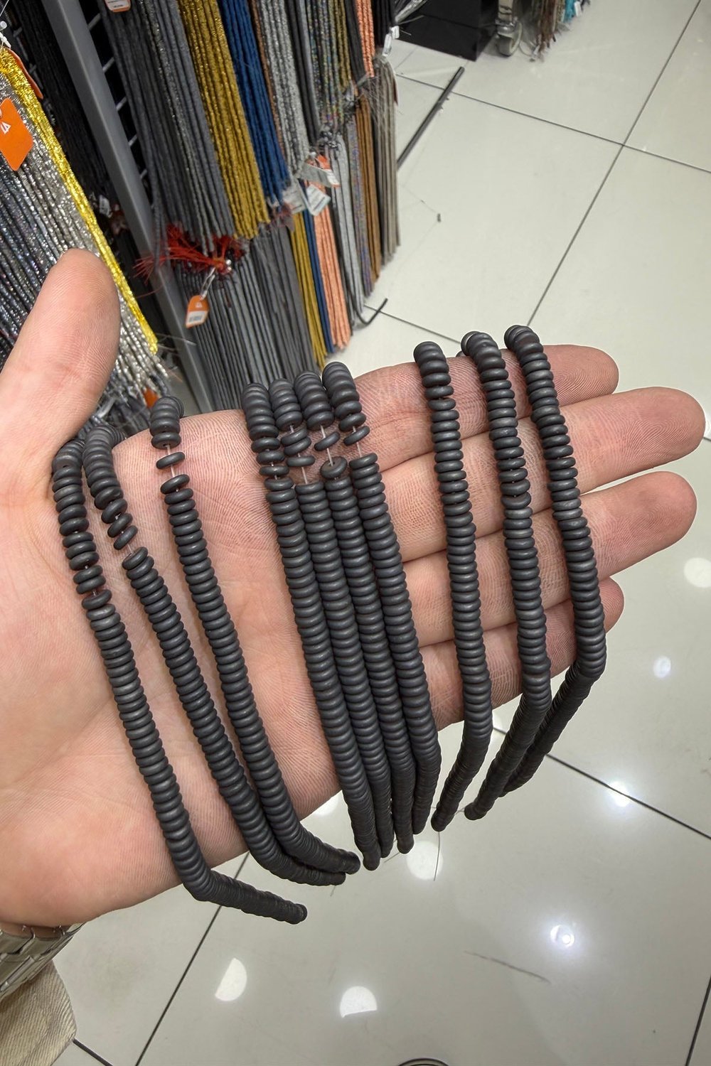 Hematit Taşı Rondela Kesim Mat Siyah 6x2mm Doğal Taş Dizi