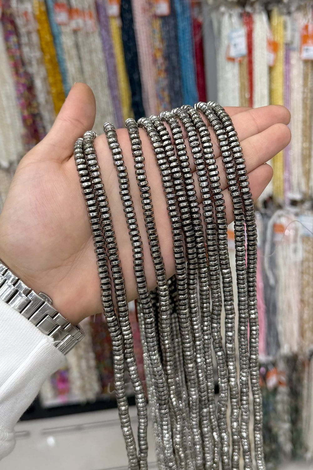 Hematit Taşı Rondela Kesim Antik Gümüş 6x3mm Doğal Taş Dizi