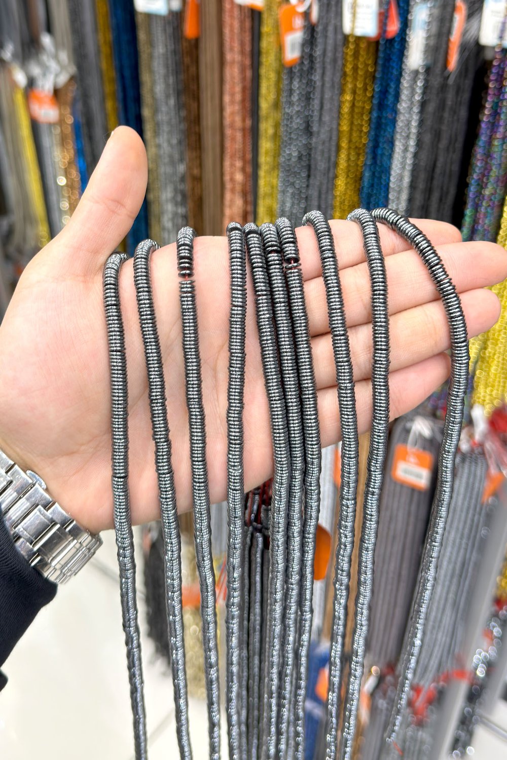 Hematit Taşı Rondela Kesim 8x1mm- Parlak Füme Doğal Taş Dizi