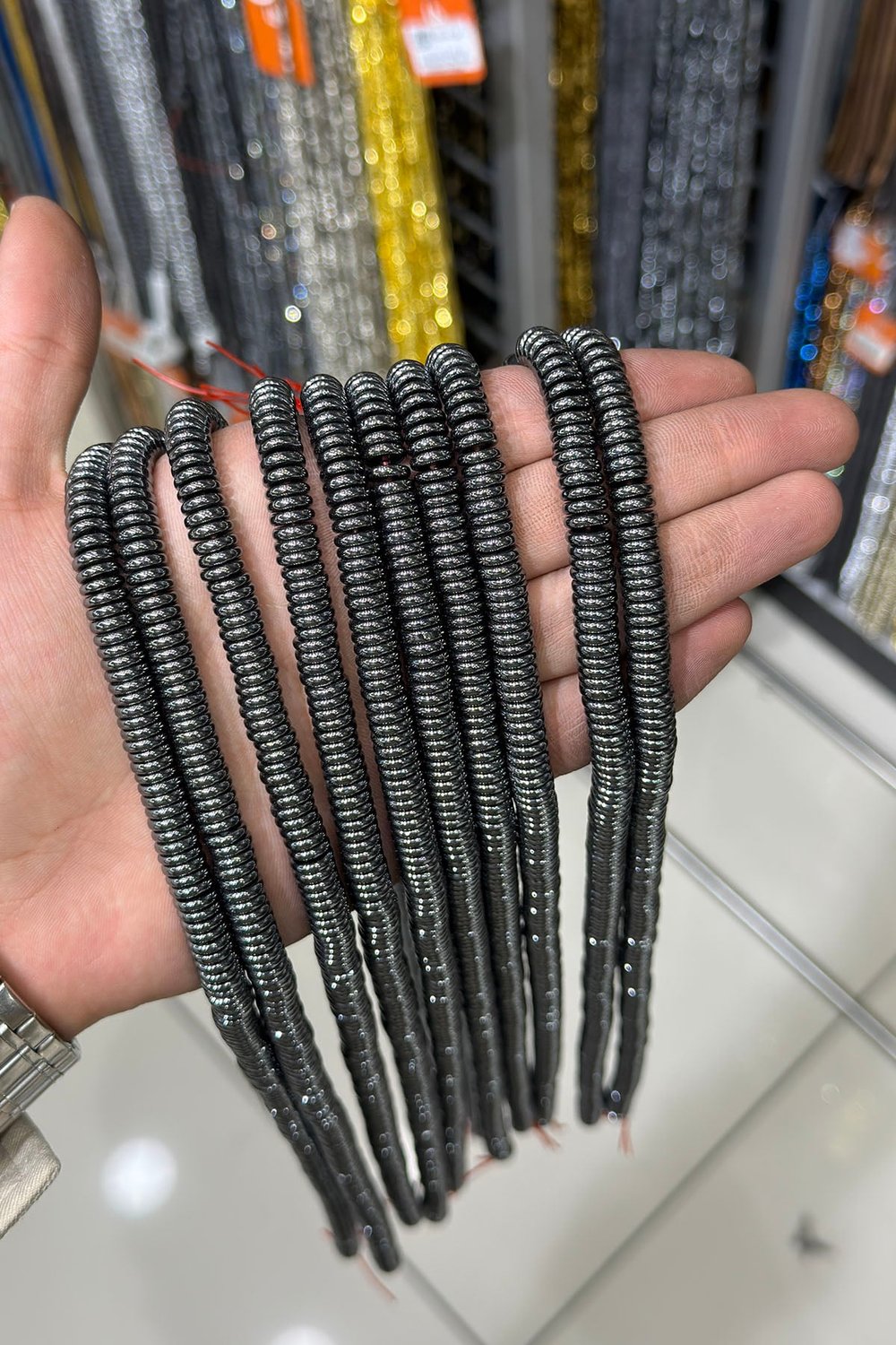 Hematit Taşı Rondela Kesim 8x2mm- Parlak Füme Doğal Taş Dizi