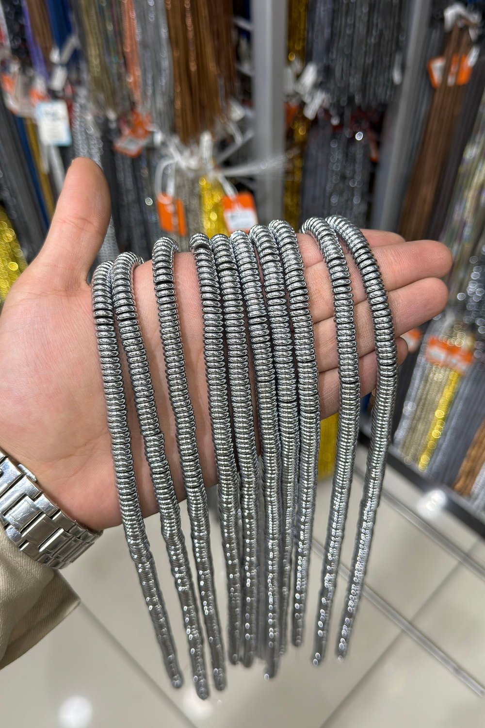 Hematit Taşı Rondela Kesim Parlak Gümüş 8x2mm Doğal Taş Dizi