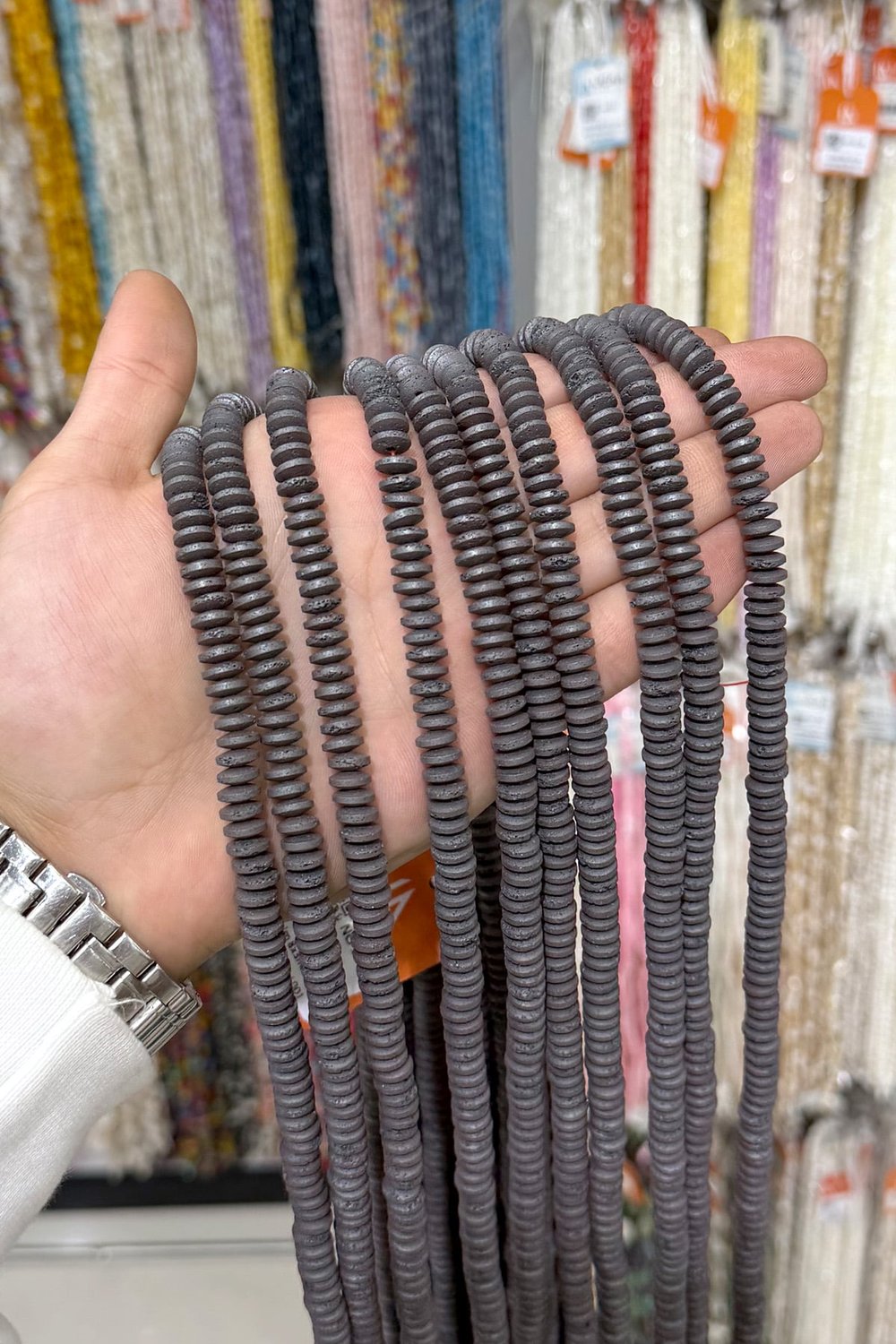 Hematit Taşı Rondela Kesim 8x3mm- Mat Gri Doğal Taş Dizi