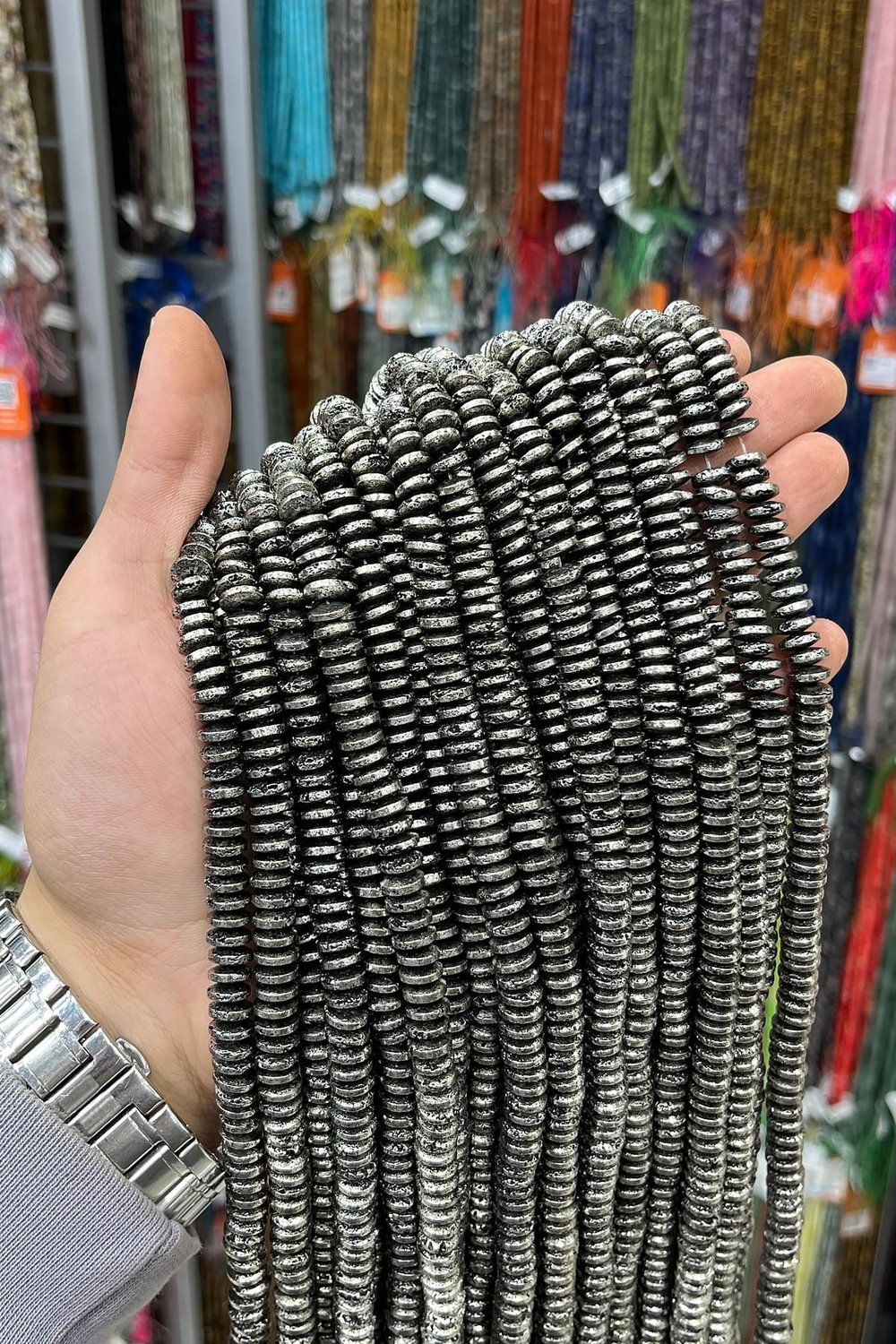 Hematit Taşı Rondela Kesim 8x3mm- Parlak Füme Doğal Taş Dizi