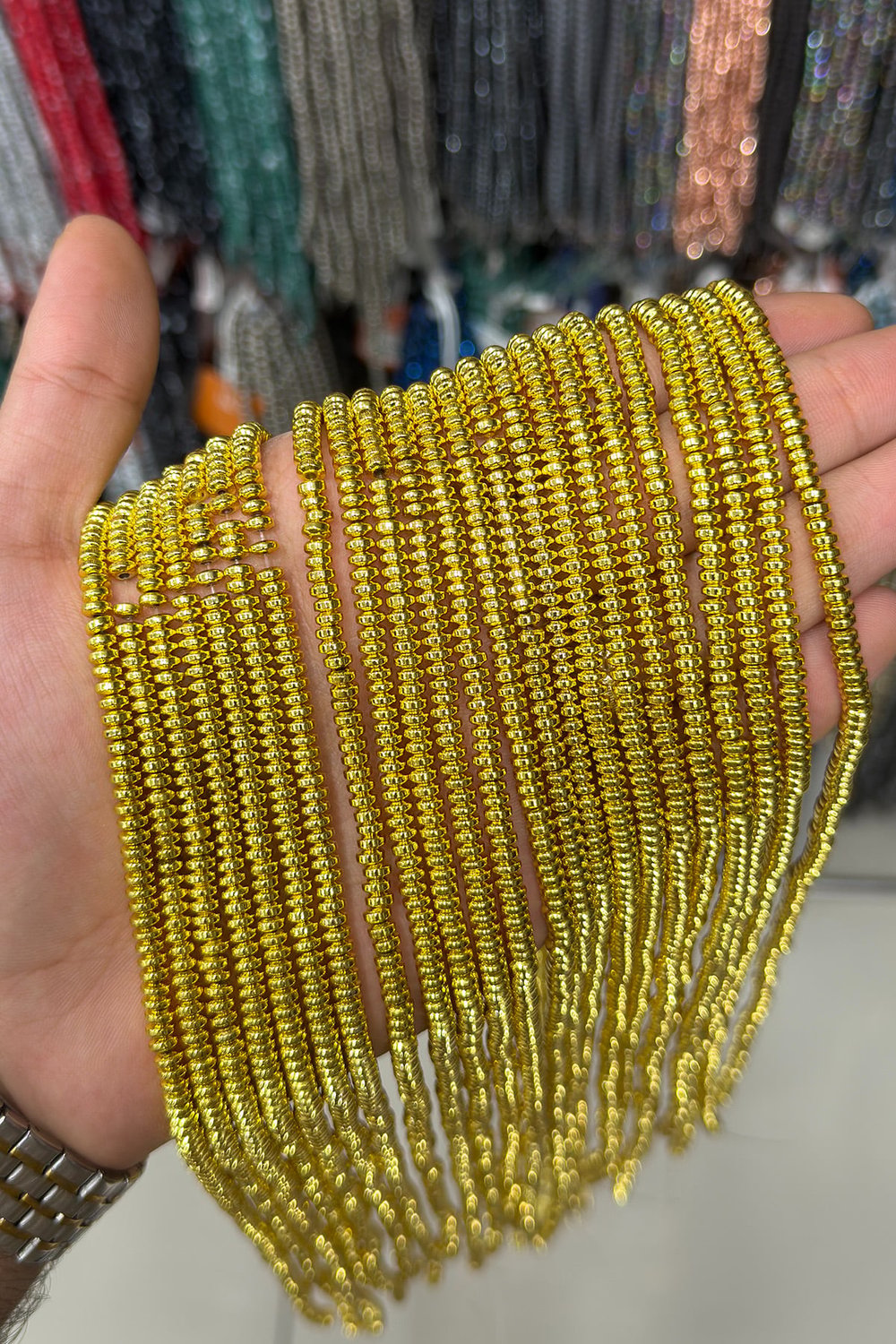 Hematit Taşı Rondela Kesim Altın Sarı 4x2mm Doğal Taş Dizi