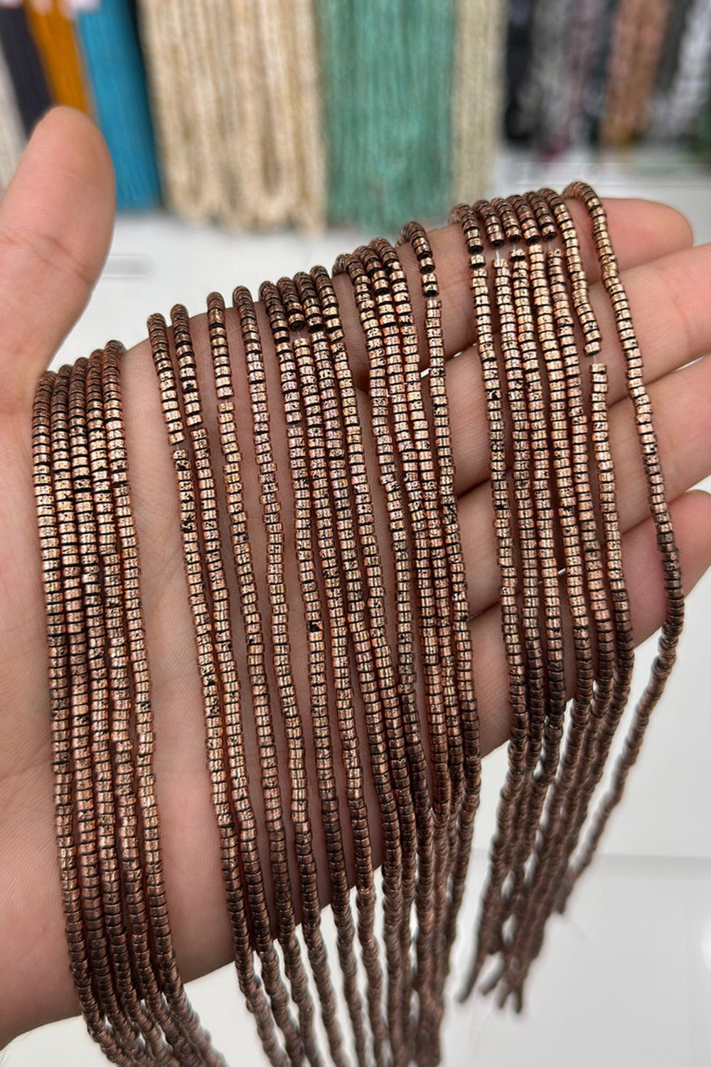 Hematit Taşı Rondela Kesim Antik Bakır 3x1mm Doğal Taş Dizi