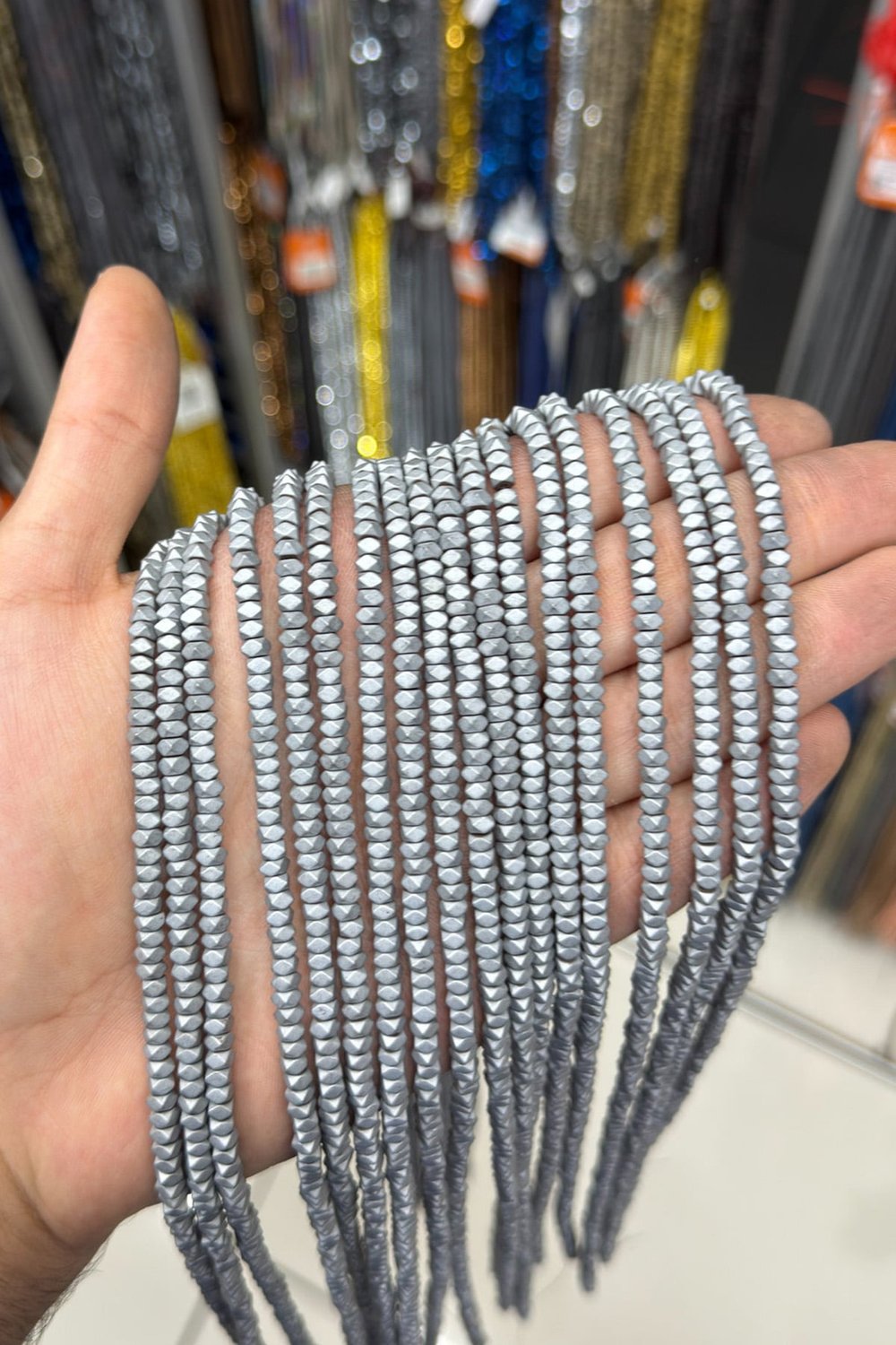 Hematit Taşı Rondela Kesim Mat Açık Gri 4x2mm Doğal Taş Dizi