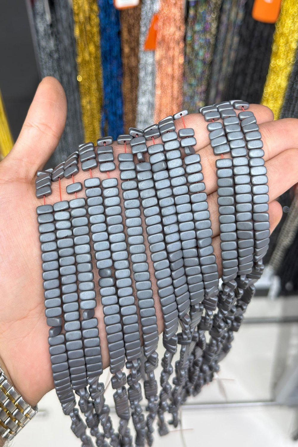 Hematit Taşı Rondela Kesim Mat Gri 4x8mm Doğal Taş Dizi