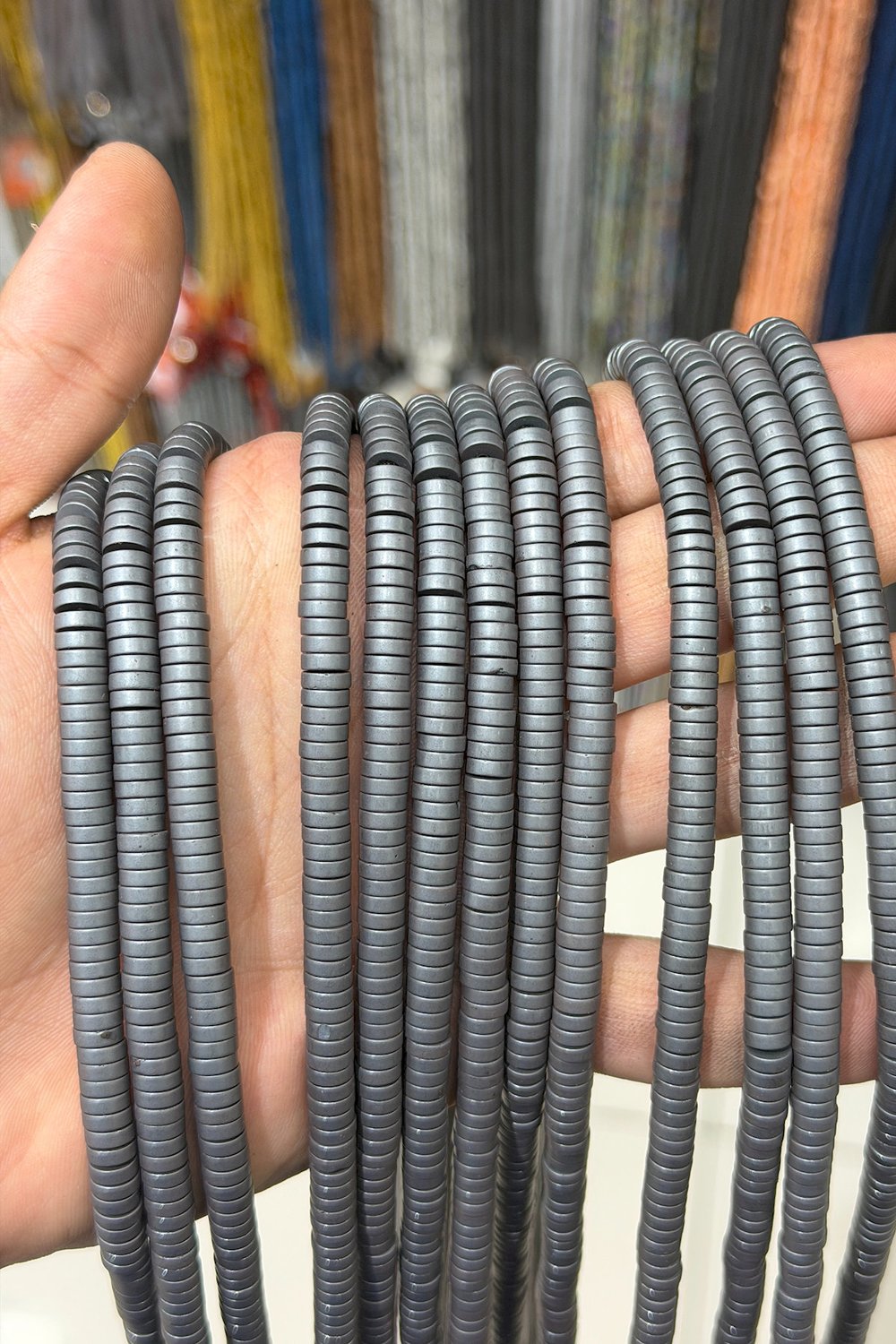 Hematit Taşı Rondela Kesim Mat Gri 6x2mm Doğal Taş Dizi