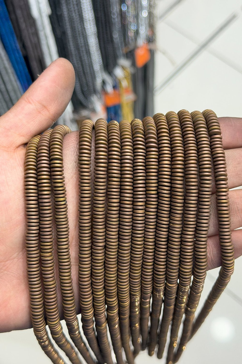 Hematit Taşı Rondela Kesim Mat Kahverengi 6x1mm Doğal Taş Dizi