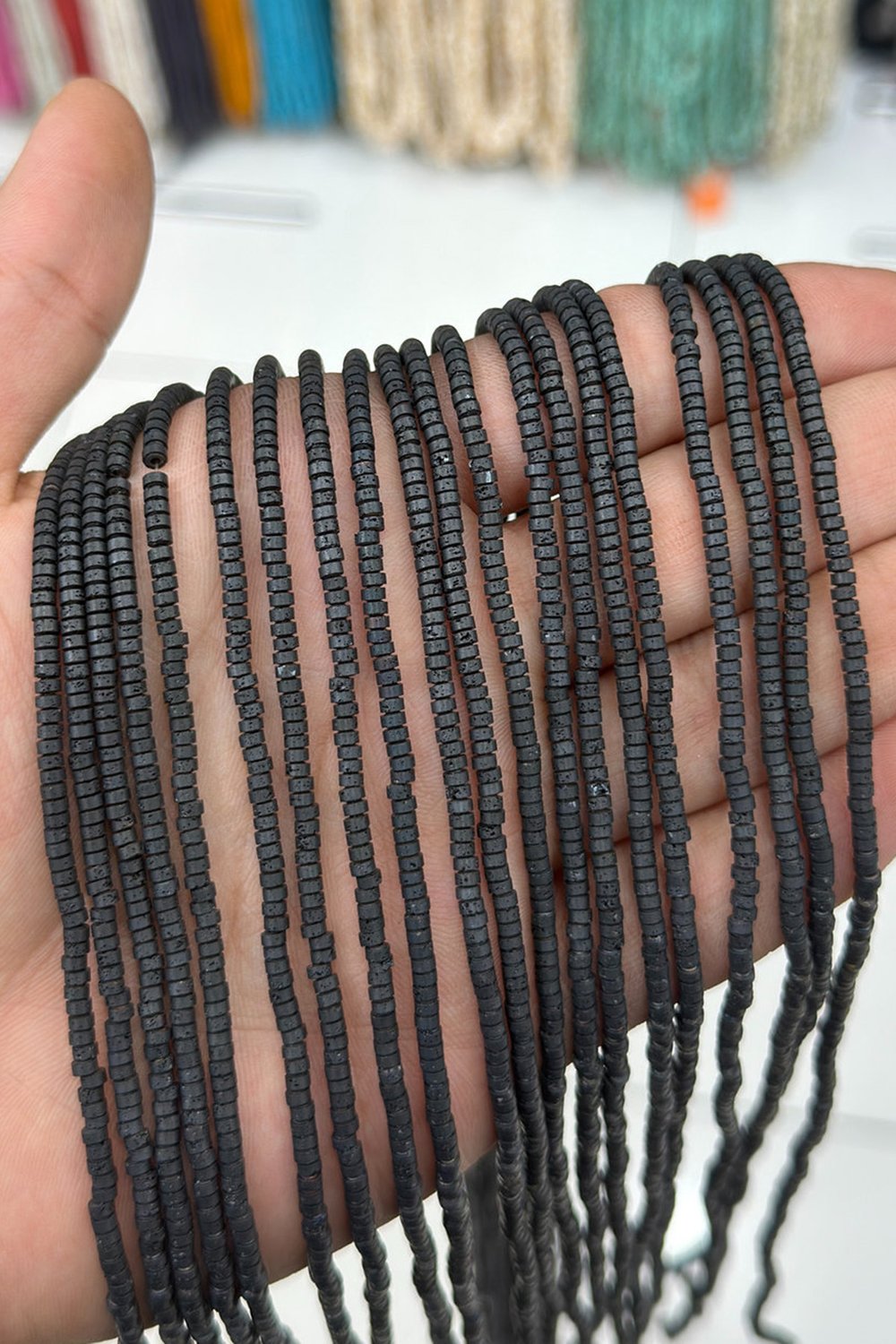 Hematit Taşı Rondela Kesim Mat Siyah 3x1mm Doğal Taş Dizi