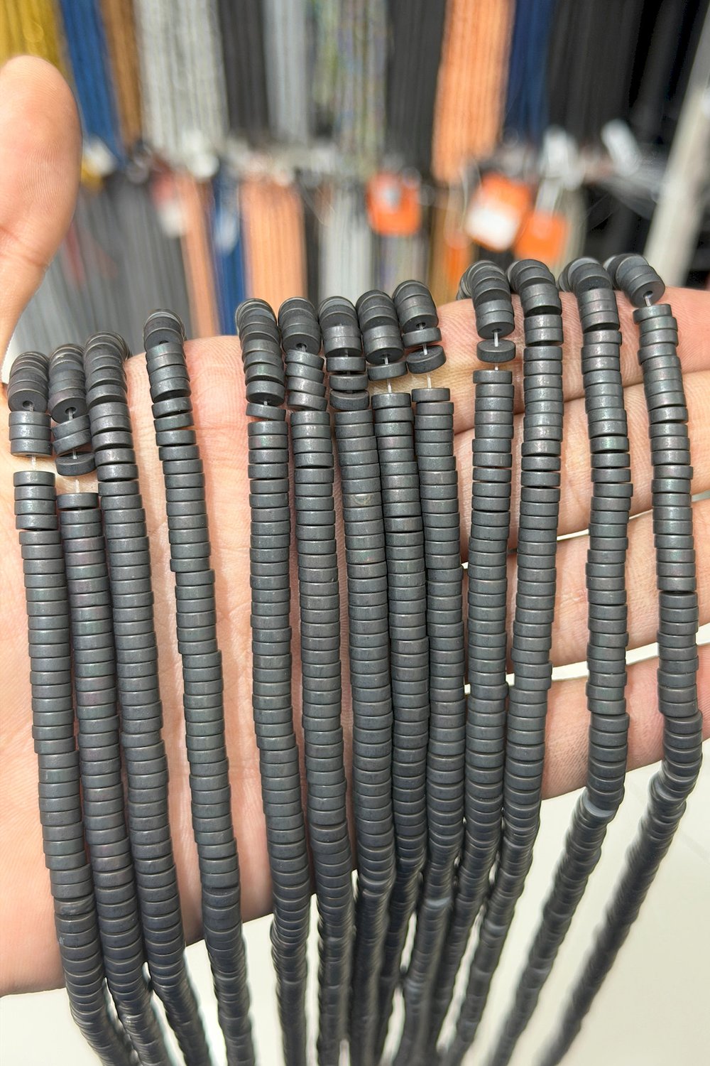 Hematit Taşı Rondela Kesim Mat Siyah 6x2mm Doğal Taş Dizi