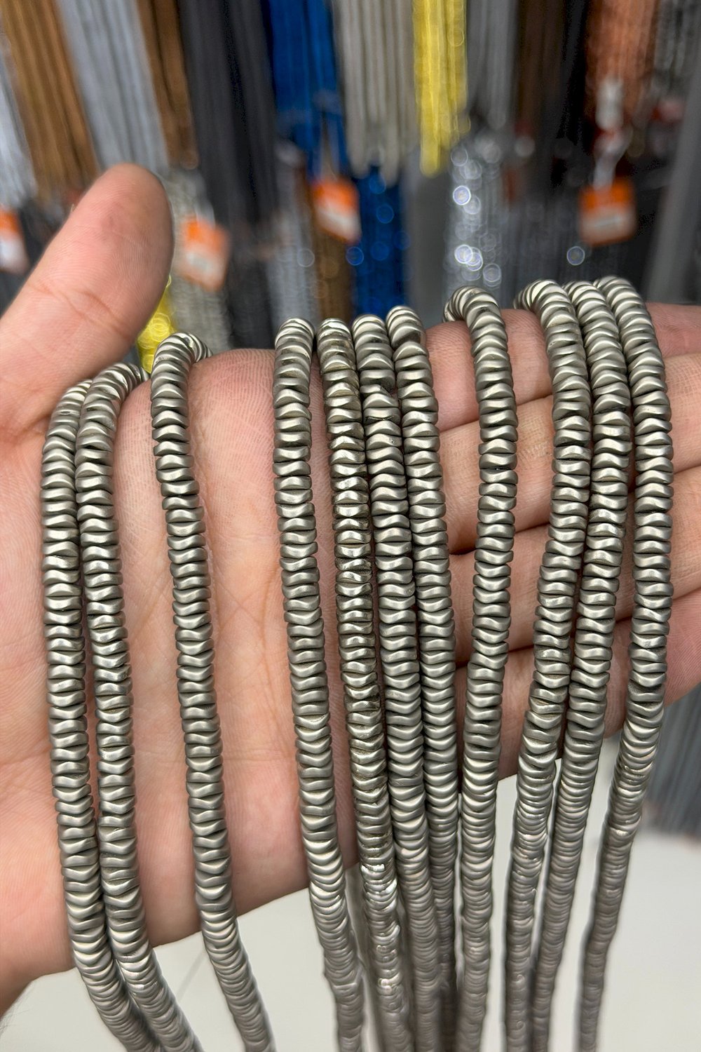 Hematit Taşı Rondela Kesim Mat Titanyum 6x1mm Doğal Taş Dizi
