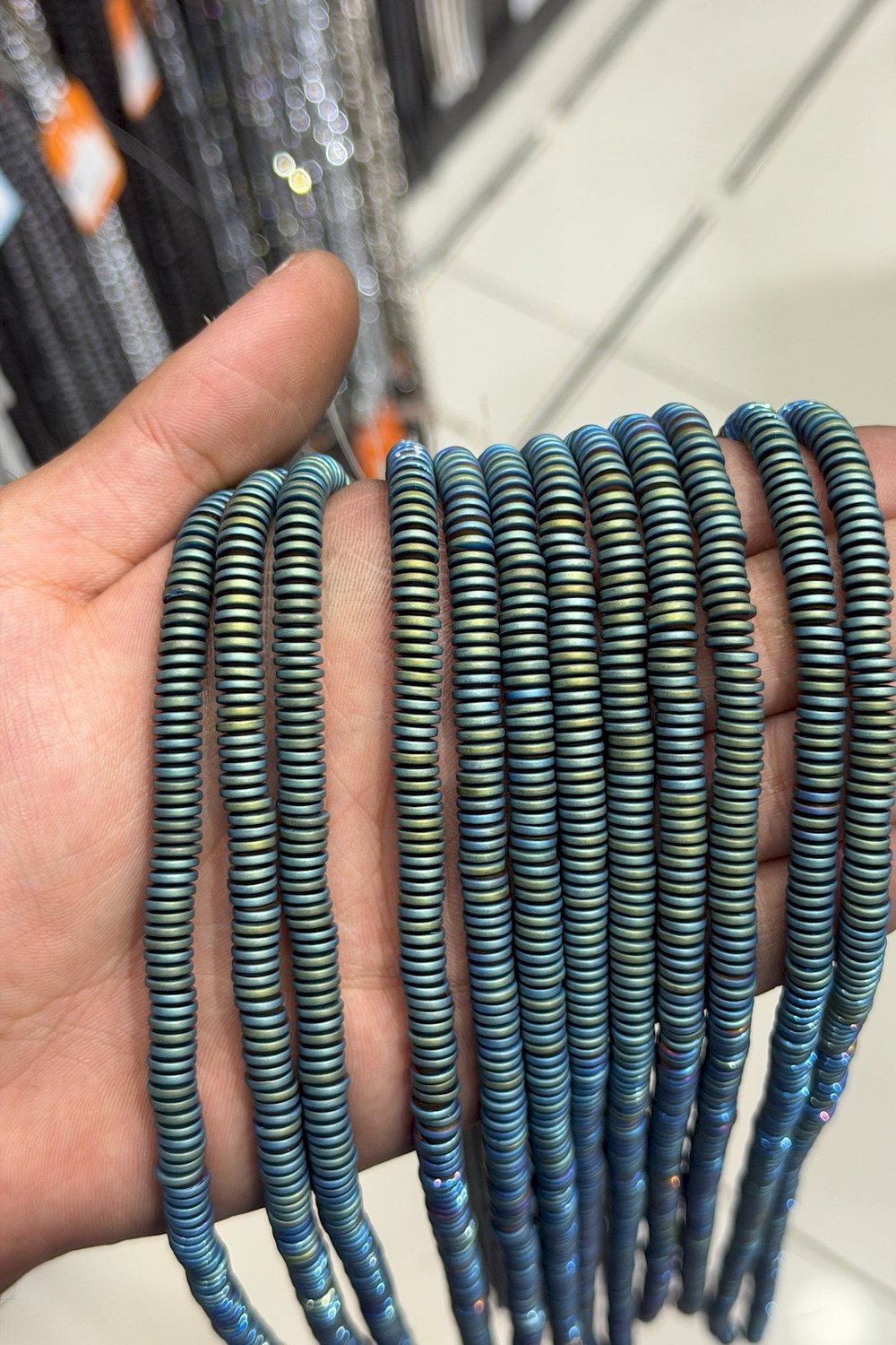 Hematit Taşı Rondela Kesim Mat Yeşil 6x1mm Doğal Taş Dizi