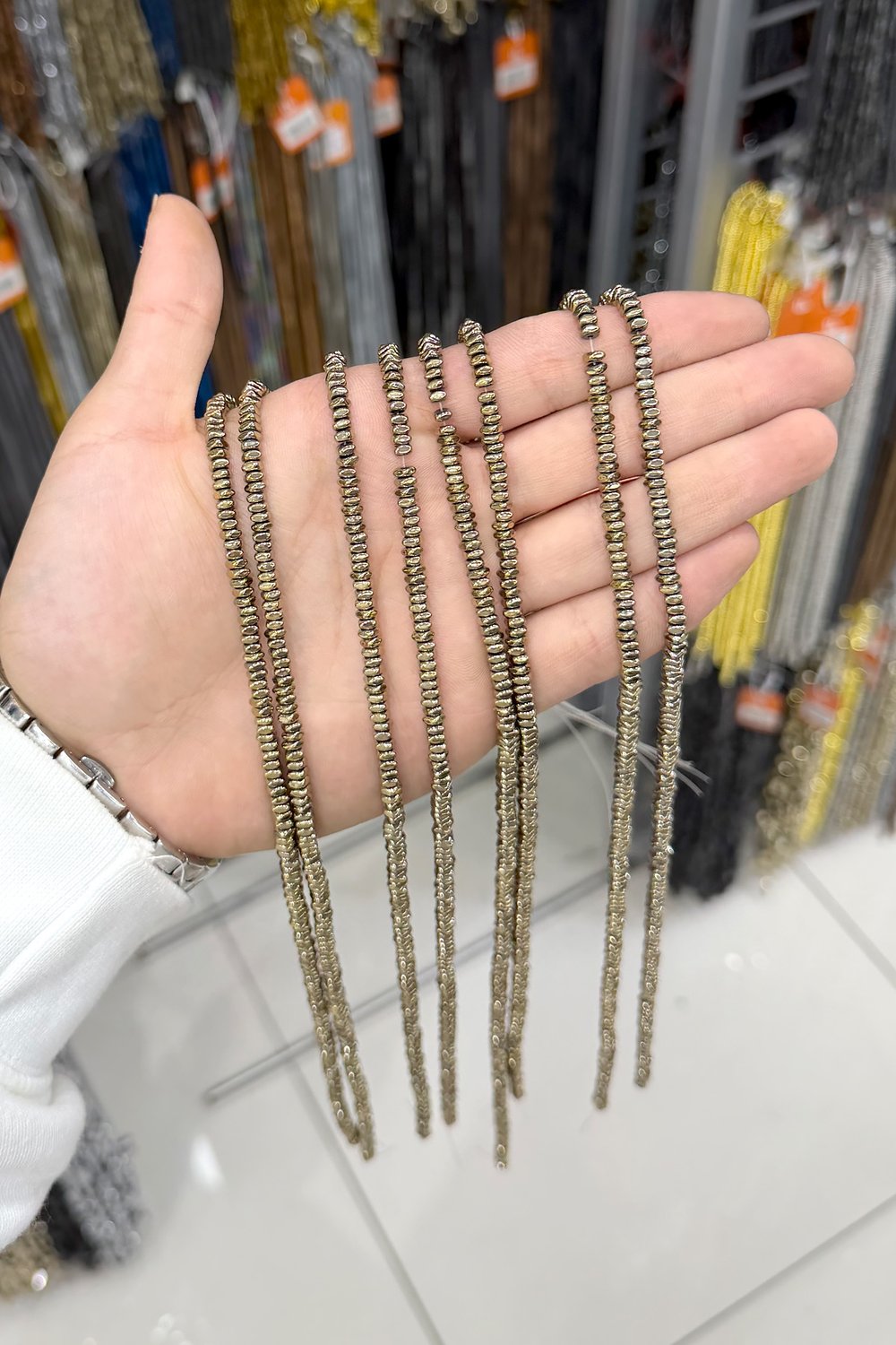 Hematit Taşı Rondela Kesim Parlak Antik Sarı 4x2mm Doğal Taş Dizi