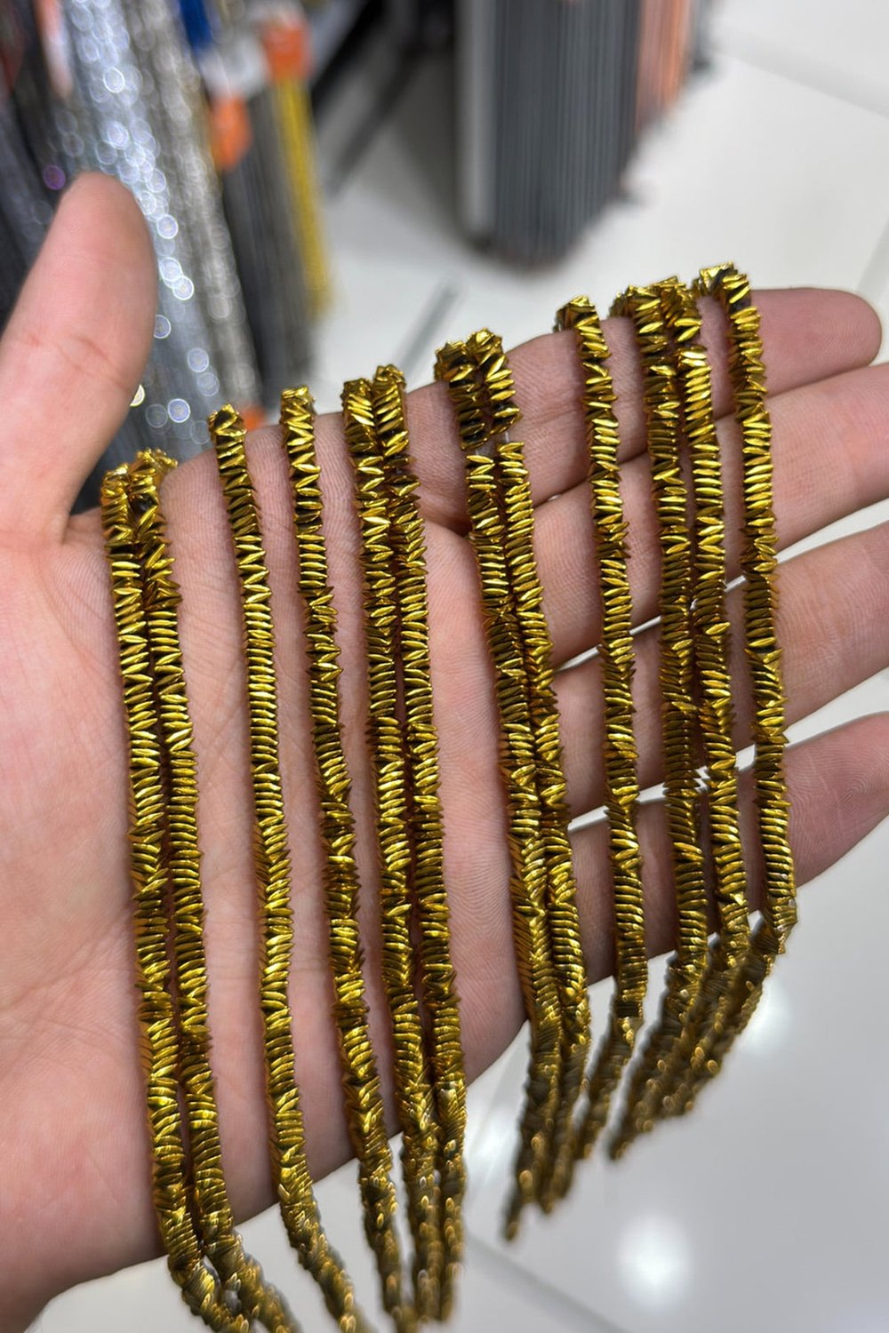 Hematit Taşı Rondela Kesim Parlak Gold 4x1mm Doğal Taş Dizi