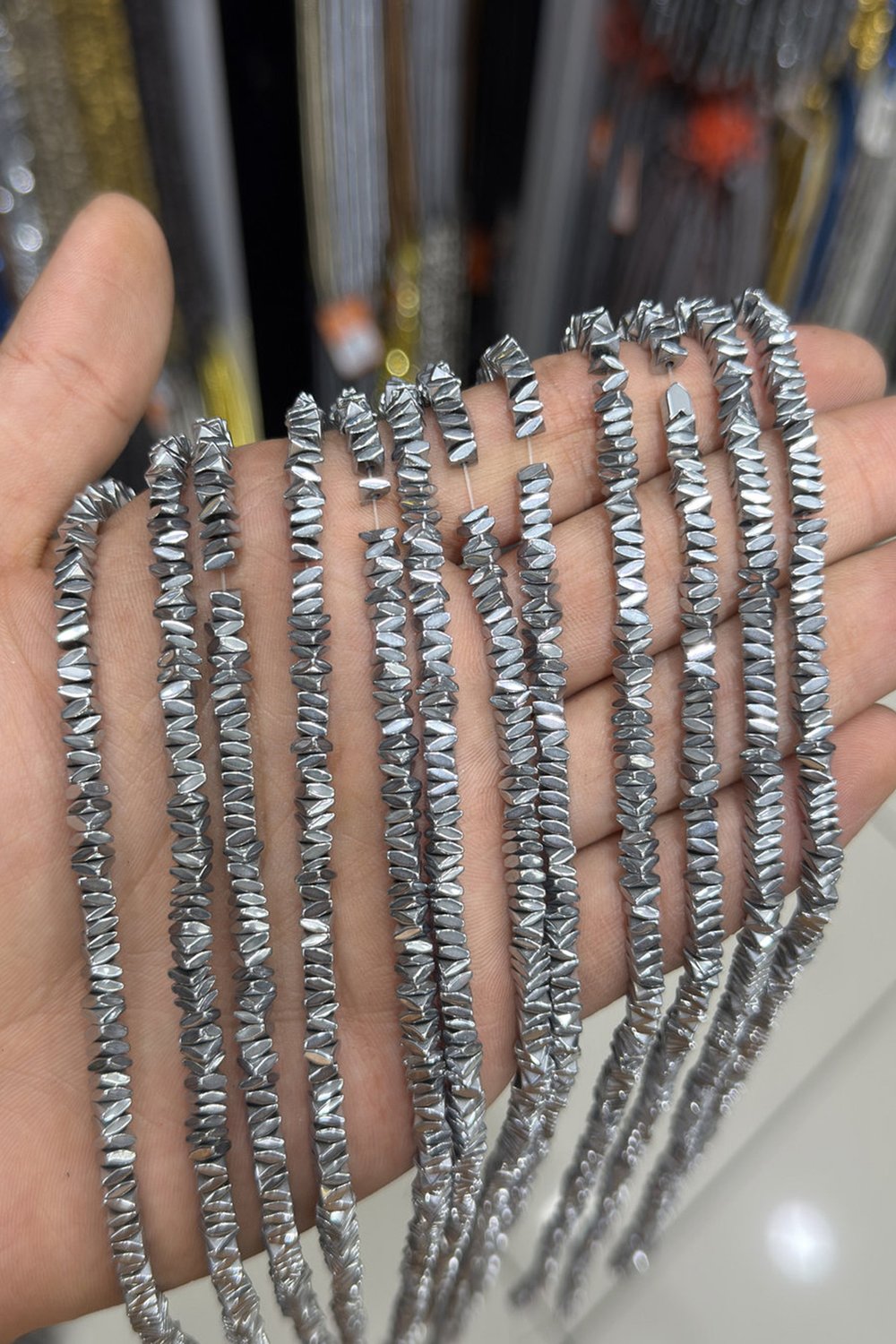 Hematit Taşı Rondela Kesim Parlak Gümüş 4x2mm Doğal Taş Dizi