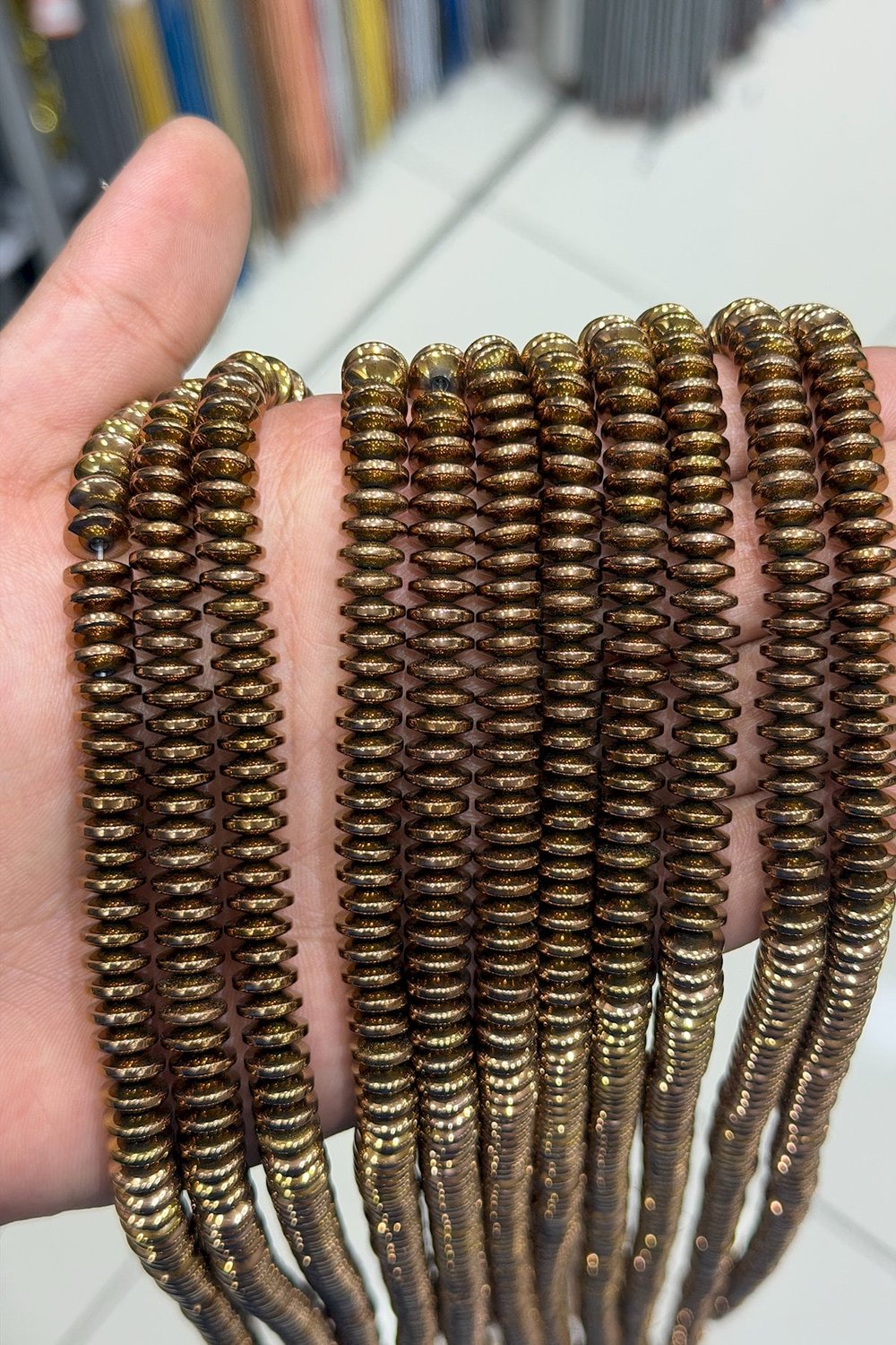 Hematit Taşı Rondela Kesim Parlak Kahverengi 8x3mm Doğal Taş Dizi