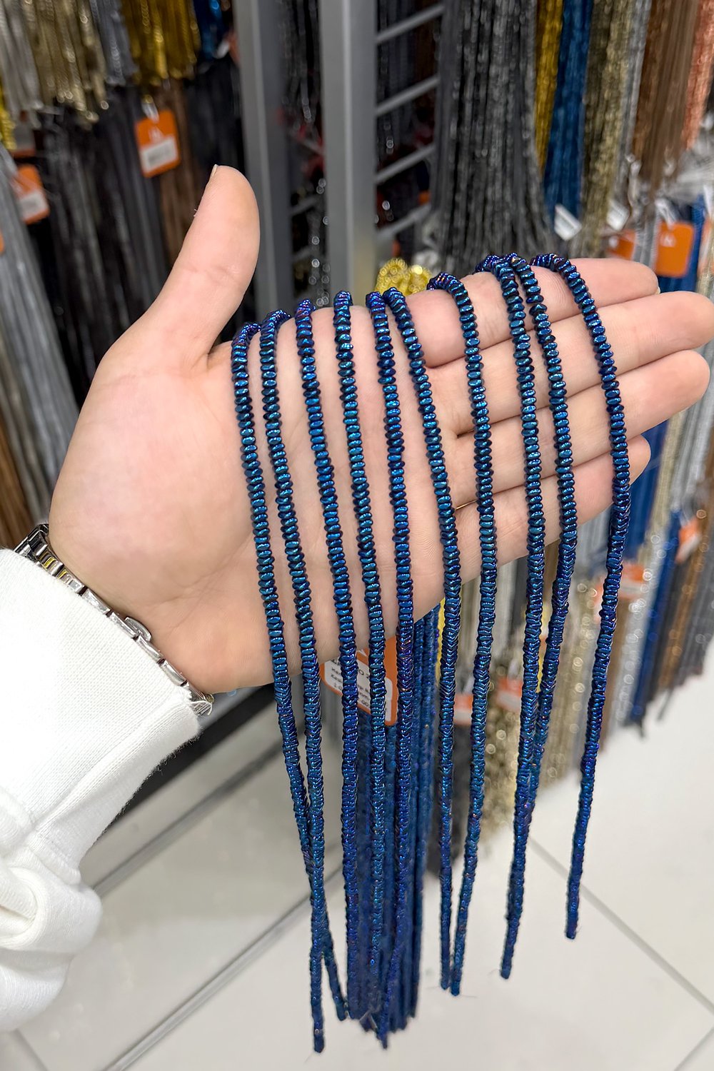 Hematit Taşı Rondela Kesim Parlak Mavi 4x2mm Doğal Taş Dizi