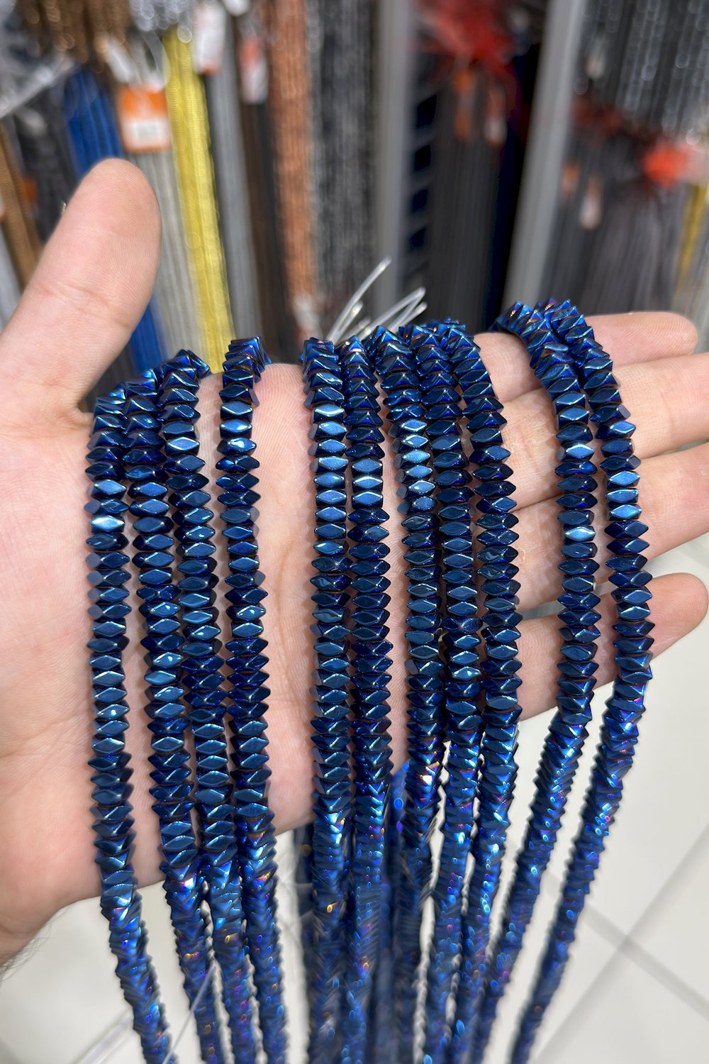 Hematit Taşı Rondela Kesim Parlak Mavi 6x3mm Doğal Taş Dizi