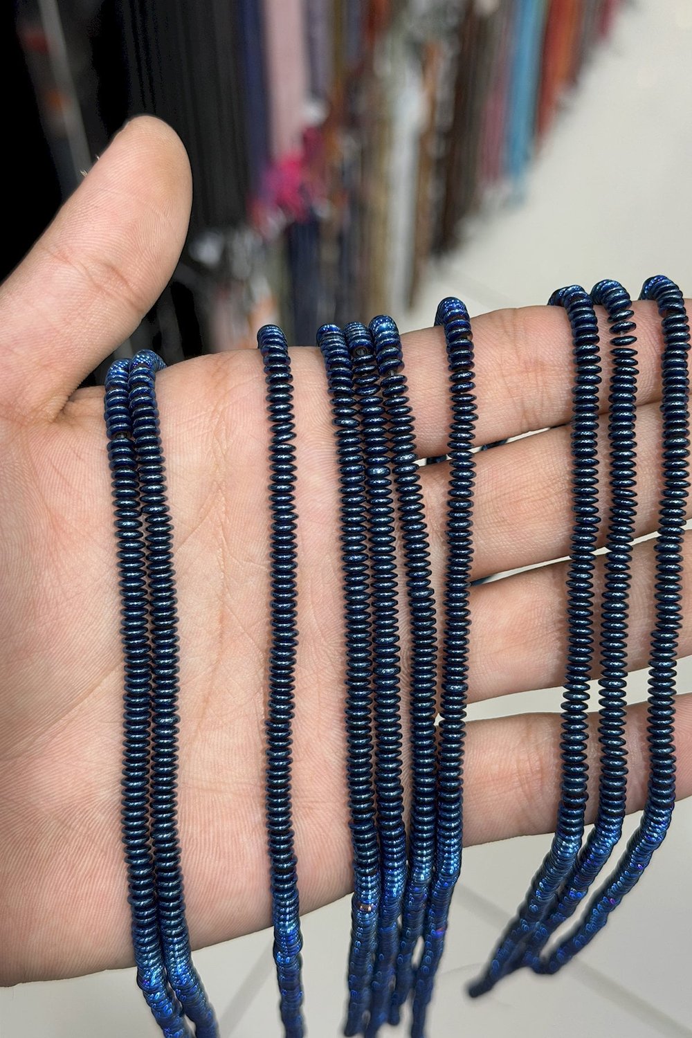 Hematit Taşı Rondela Kesim Parlak Mavi 4x1mm Doğal Taş Dizi