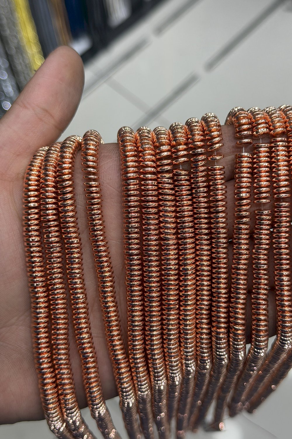 Hematit Taşı Rondela Kesim Parlak Roz 6x1mm Doğal Taş Dizi