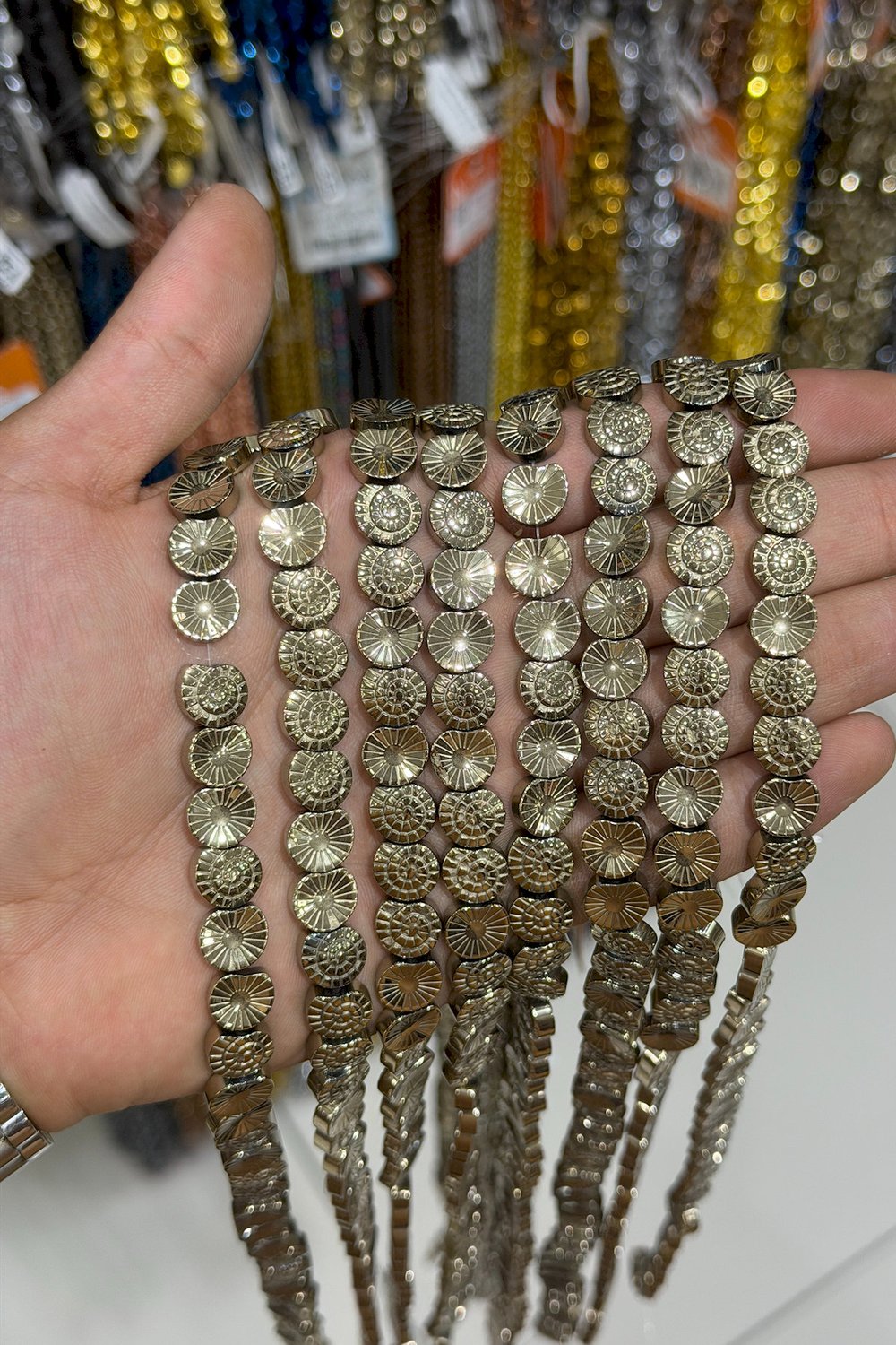 Hematit Taşı Salyangoz Kabuğu Kesim 10mm- Parlak Füme Doğal Taş Dizi