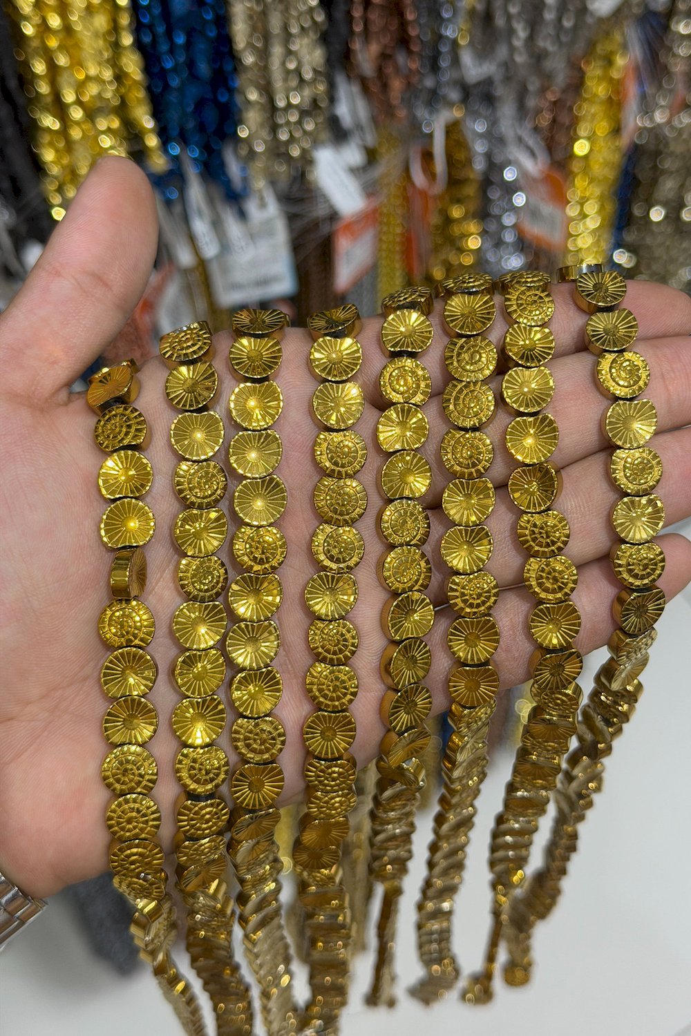 Hematit Taşı Salyangoz Kabuğu Kesim 10mm- Parlak Füme Doğal Taş Dizi