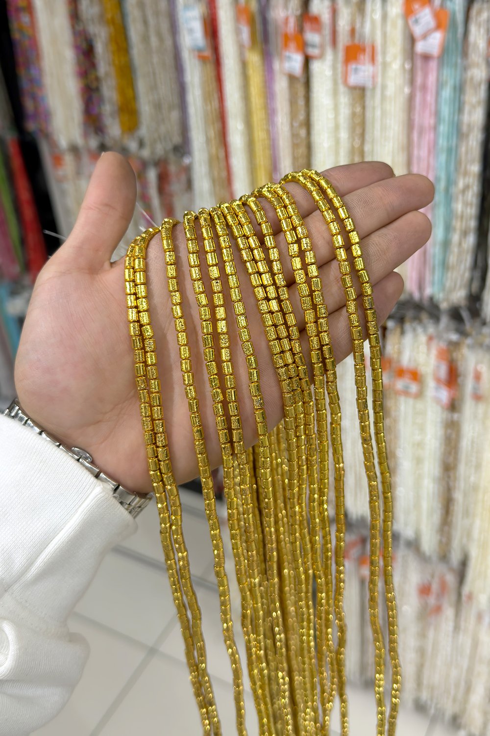 Hematit Taşı Silindir Kesim Sarı 4x5mm Doğal Taş Dizi