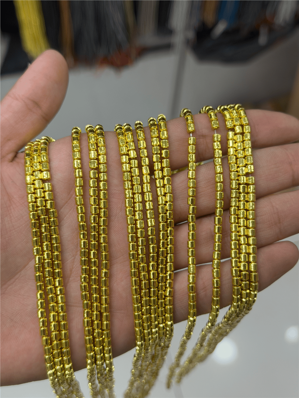 Hematit Taşı Silindir Kesim Altın Sarı 3mm Doğal Taş Dizi
