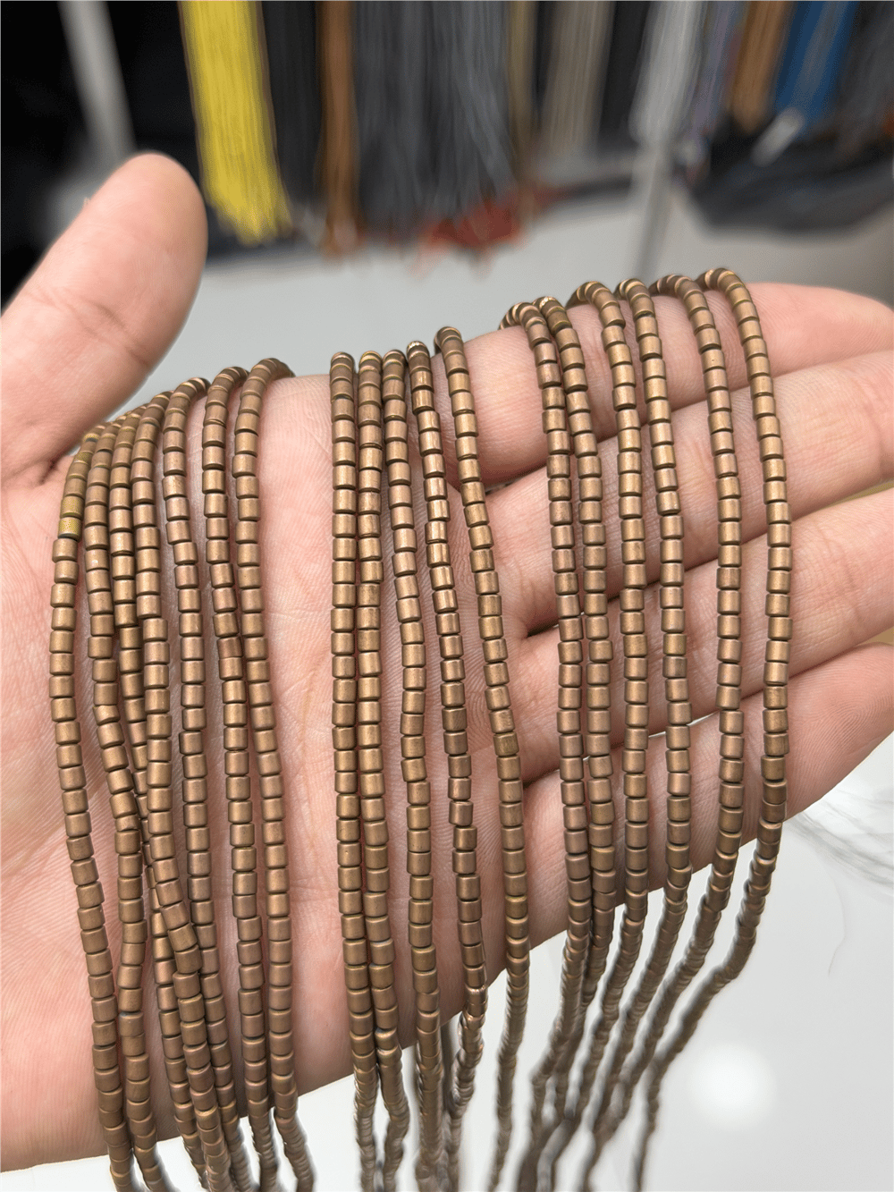 Hematit Taşı Silindir Kesim Mat Kahverengi 3mm Doğal Taş Dizi