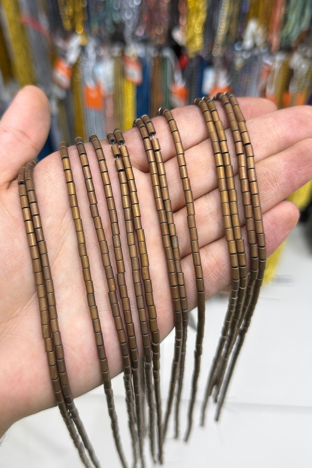 Hematit Taşı Silindir Kesim Mat Kahverengi 3x5mm Doğal Taş Dizi