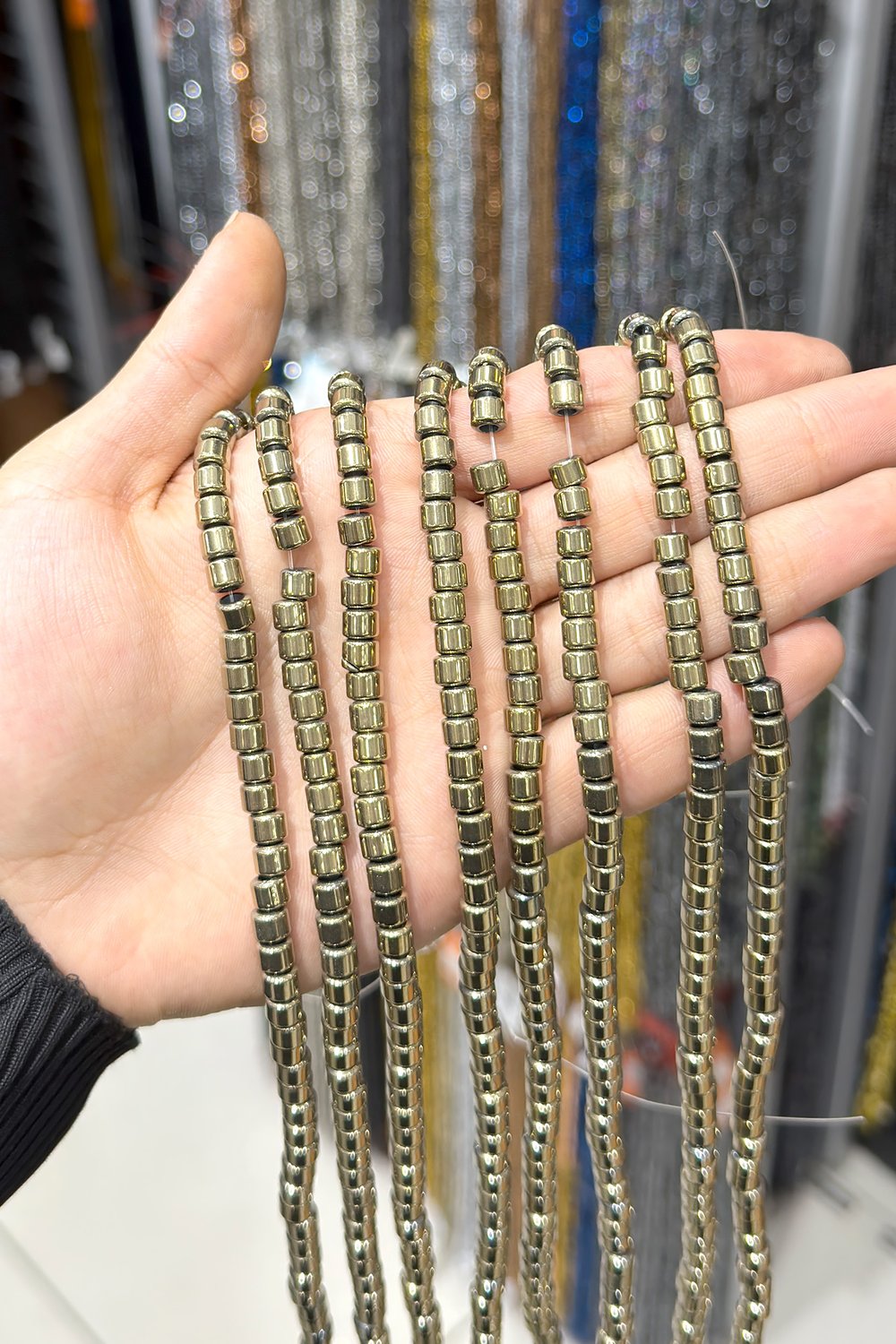 Hematit Taşı Silindir Kesim Parlak Antik Sarı 6x5mm Doğal Taş Dizi