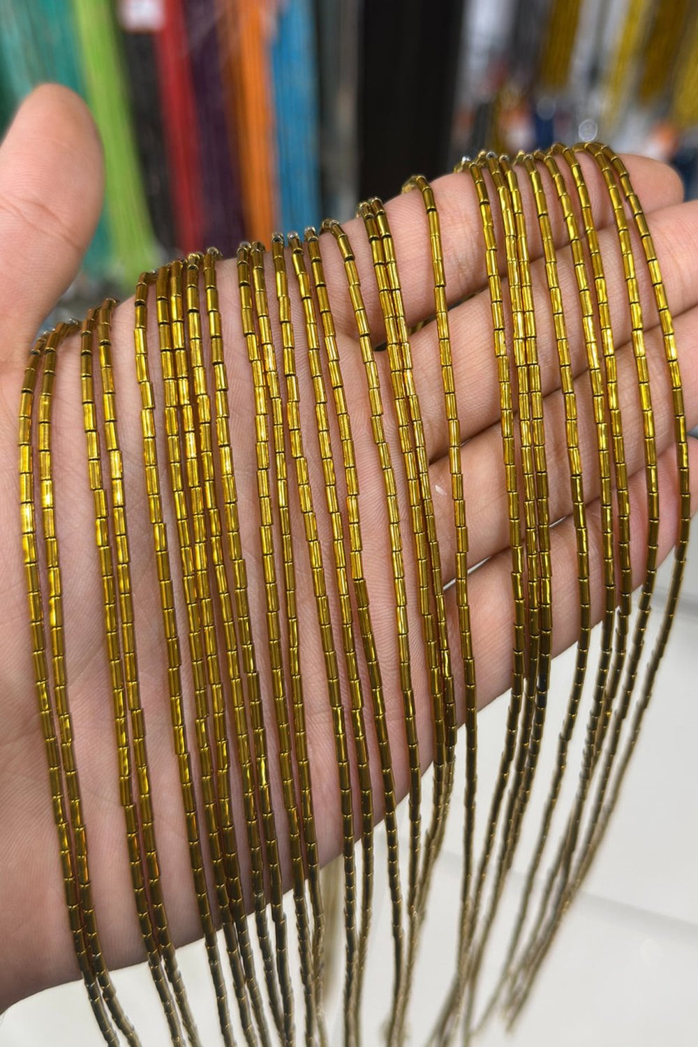 Hematit Taşı Silindir Kesim Parlak Gold 2x4mm Doğal Taş Dizi