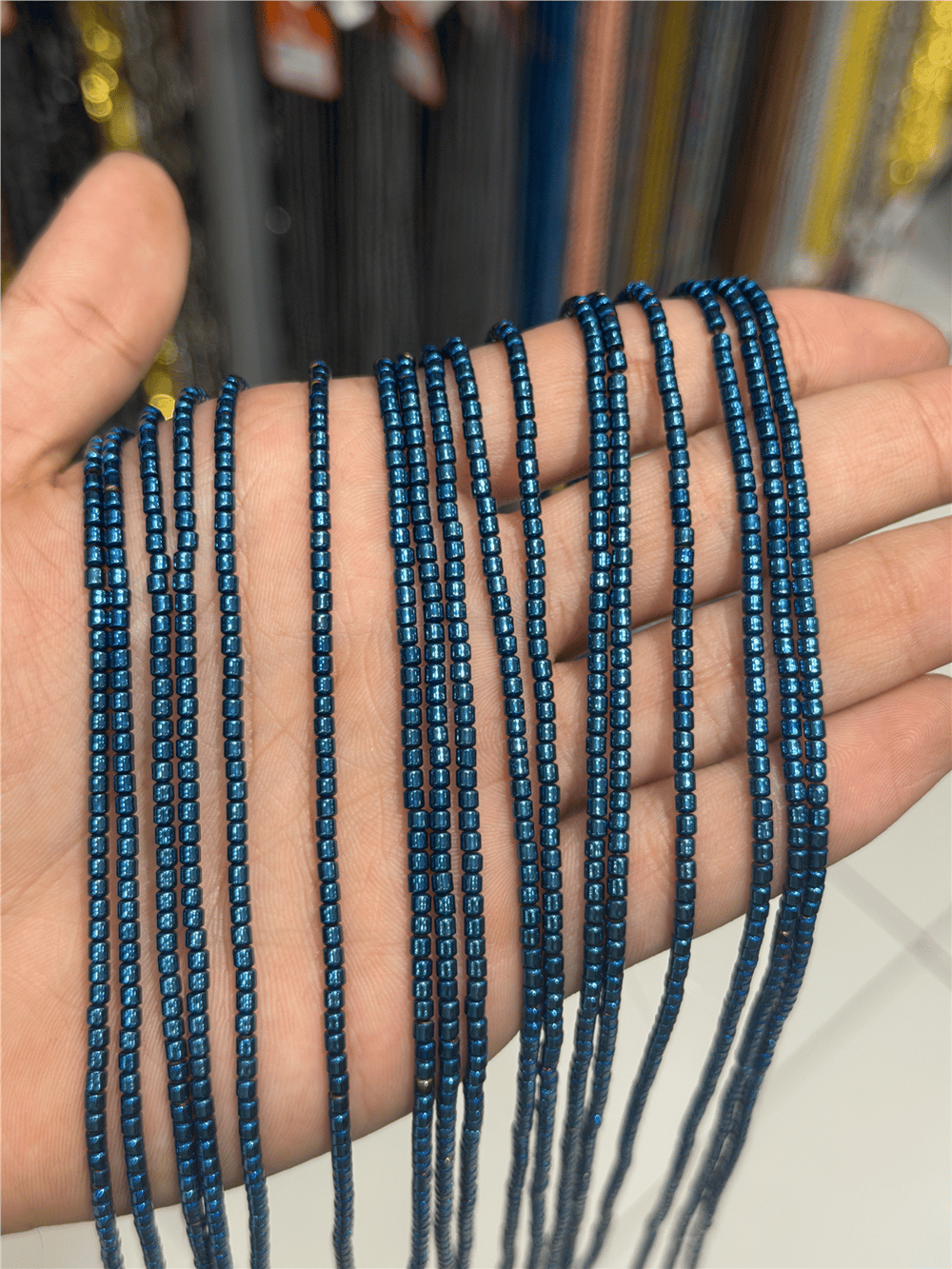 Hematit Taşı Silindir Kesim Parlak Mavi 2mm Doğal Taş Dizi