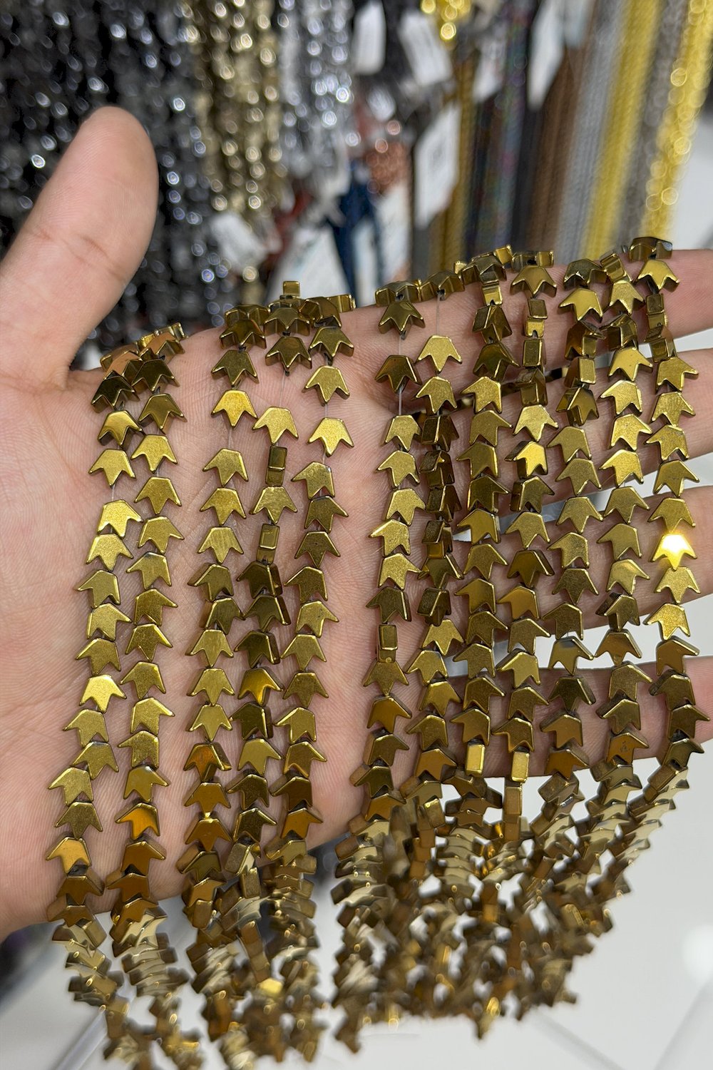 Hematit Taşı Taç Kesim Parlak Gold 8mm Doğal Taş Dizi