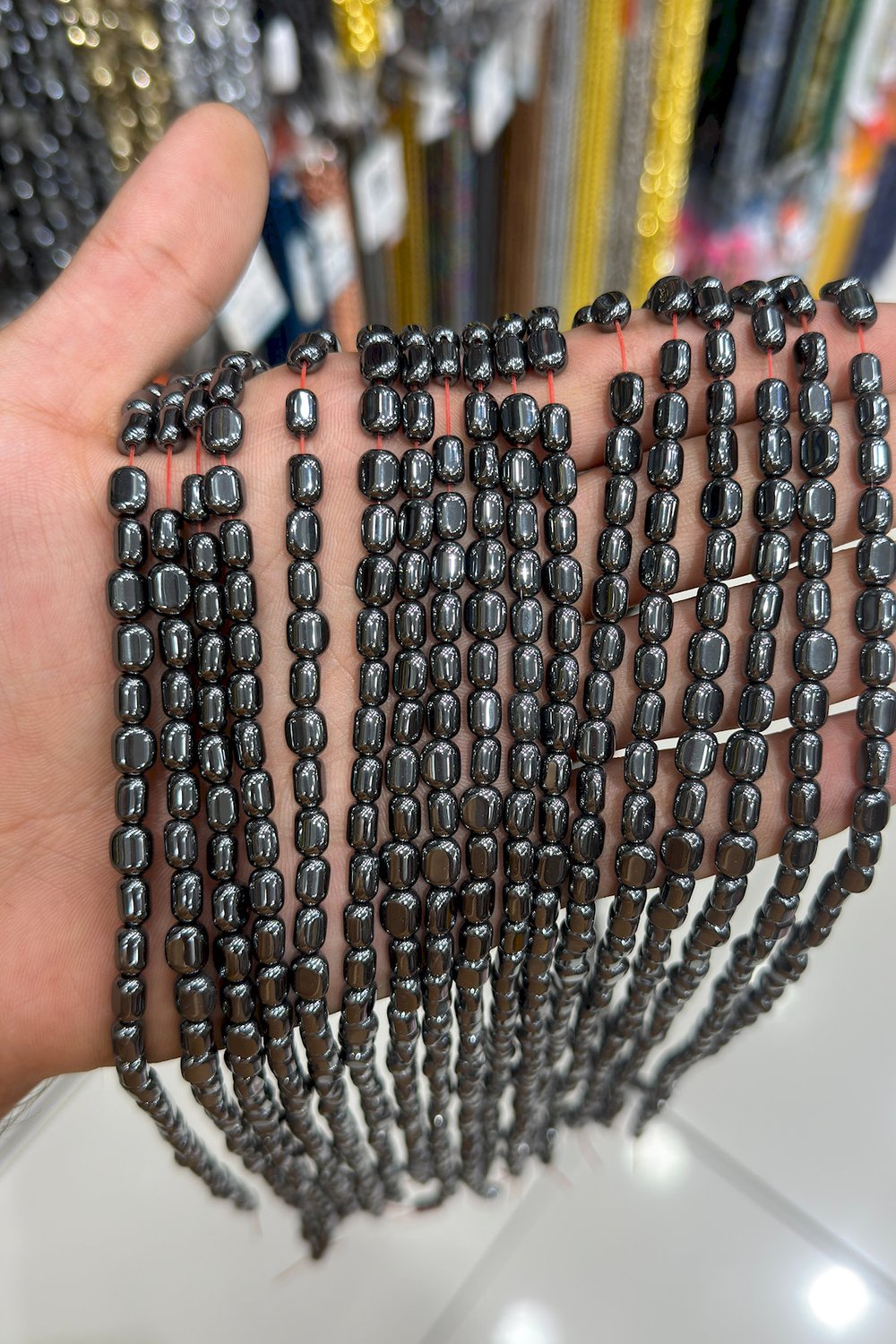 Hematit Taşı Tımbıl Kesim 5x6mm- Parlak Füme Doğal Taş Dizi