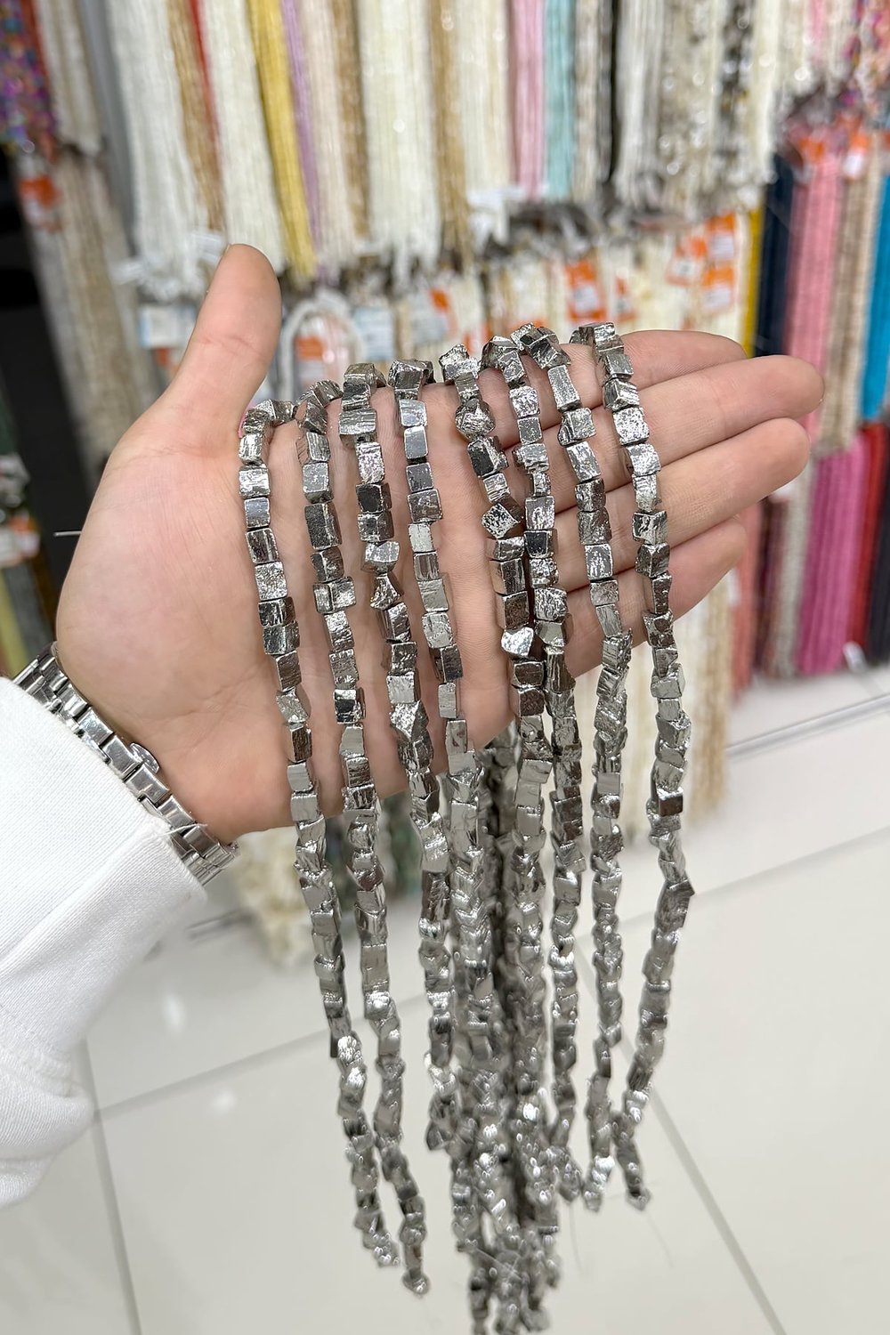 Hematit Taşı yassı Dörtgen Kesim 8x12mm- Gümüş Doğal Taş Dizi