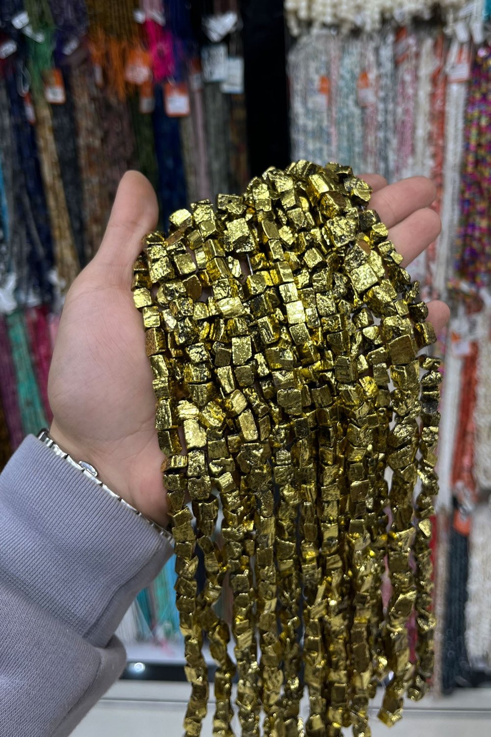 Hematit Taşı Yassı Dörtgen Kesim Antik Sarı 8x12mm Doğal Taş Dizi