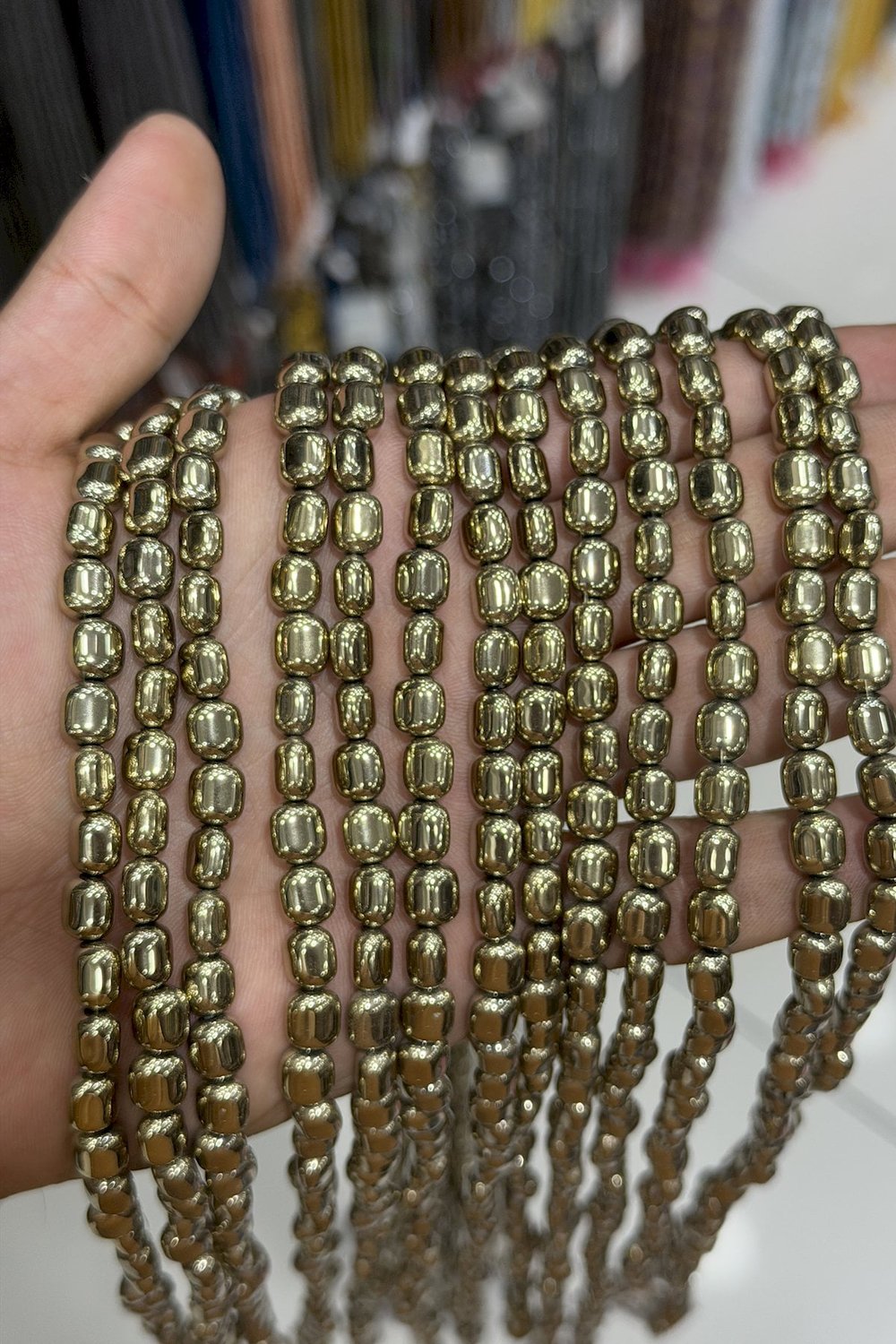 Hematit Taşı Yassı Kesim Parlak Antik Sarı 7x8mm Doğal Taş Dizi