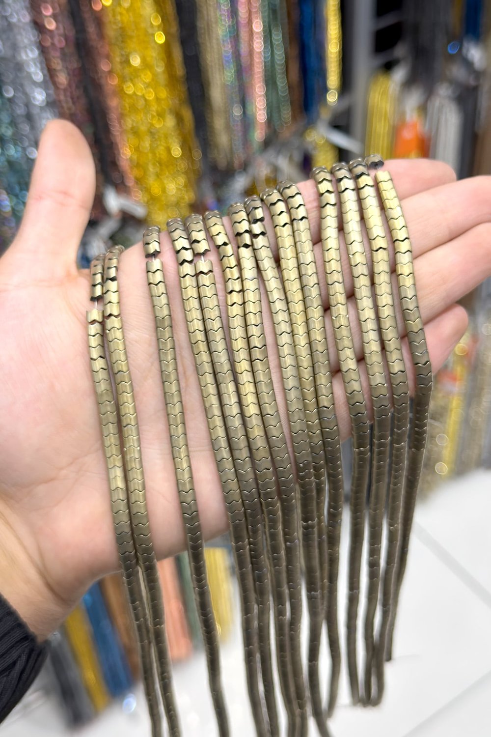 Hematit Taşı Yassı Kesim Parlak Antik Sarı 5x4mm Doğal Taş Dizi