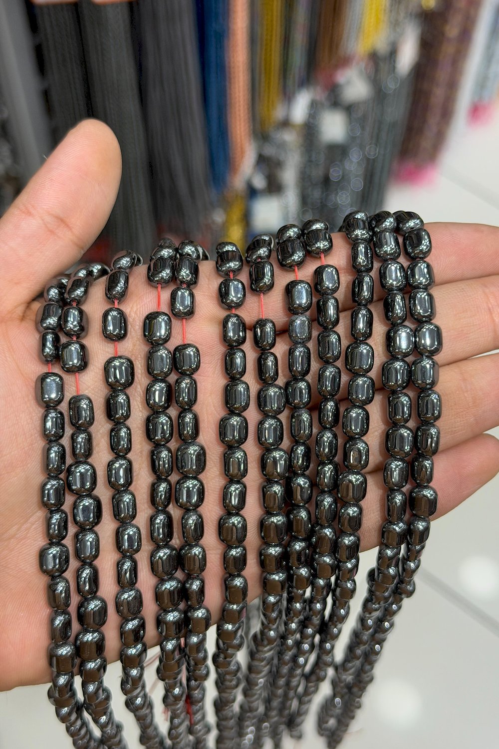 Hematit Taşı Yassı Kesim Parlak Füme 7x8mm Doğal Taş Dizi