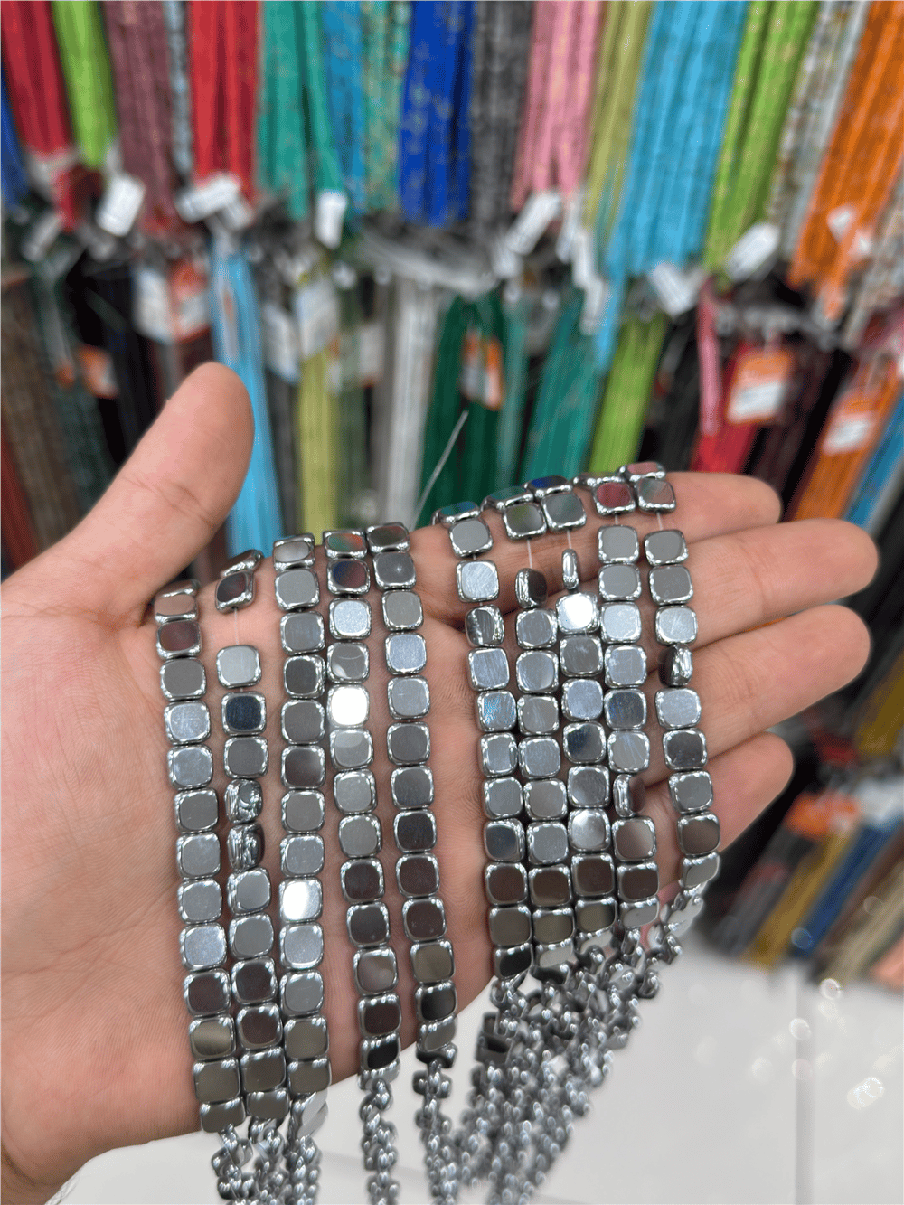 Hematit Taşı Yassı Kesim Parlak Gümüş 8x3mm Doğal Taş Dizi