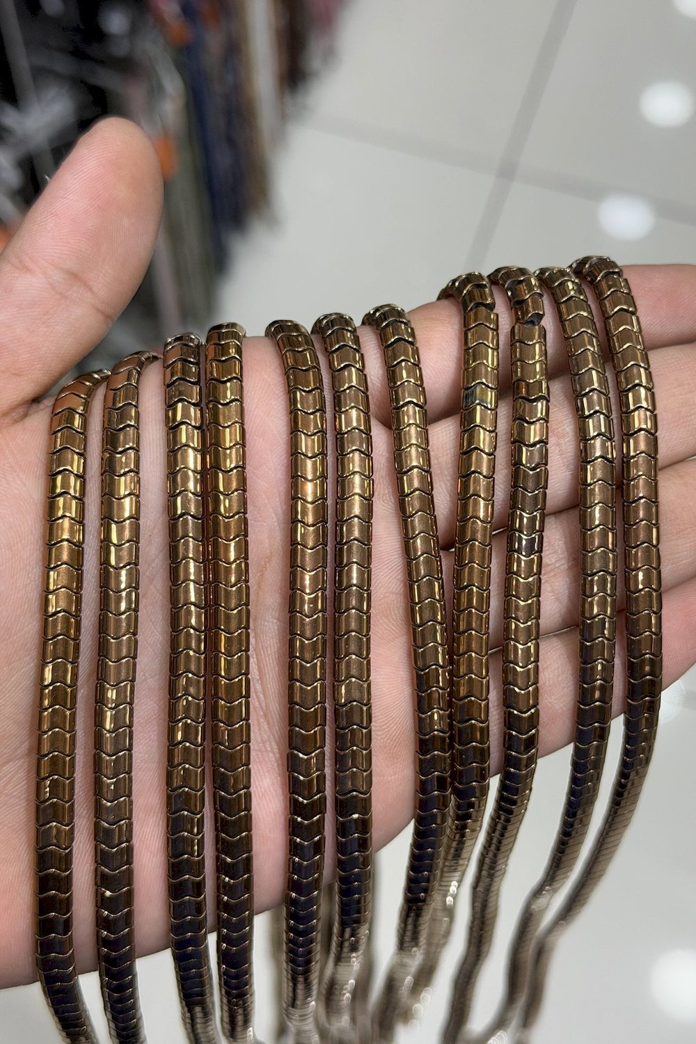 Hematit Taşı Yassı Kesim Parlak Kahverengi 6x4mm Doğal Taş Dizi