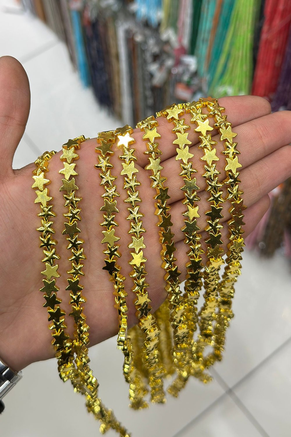 Hematit Taşı Yıldız Kesim 8mm- Altın Sarı Doğal Taş Dizi