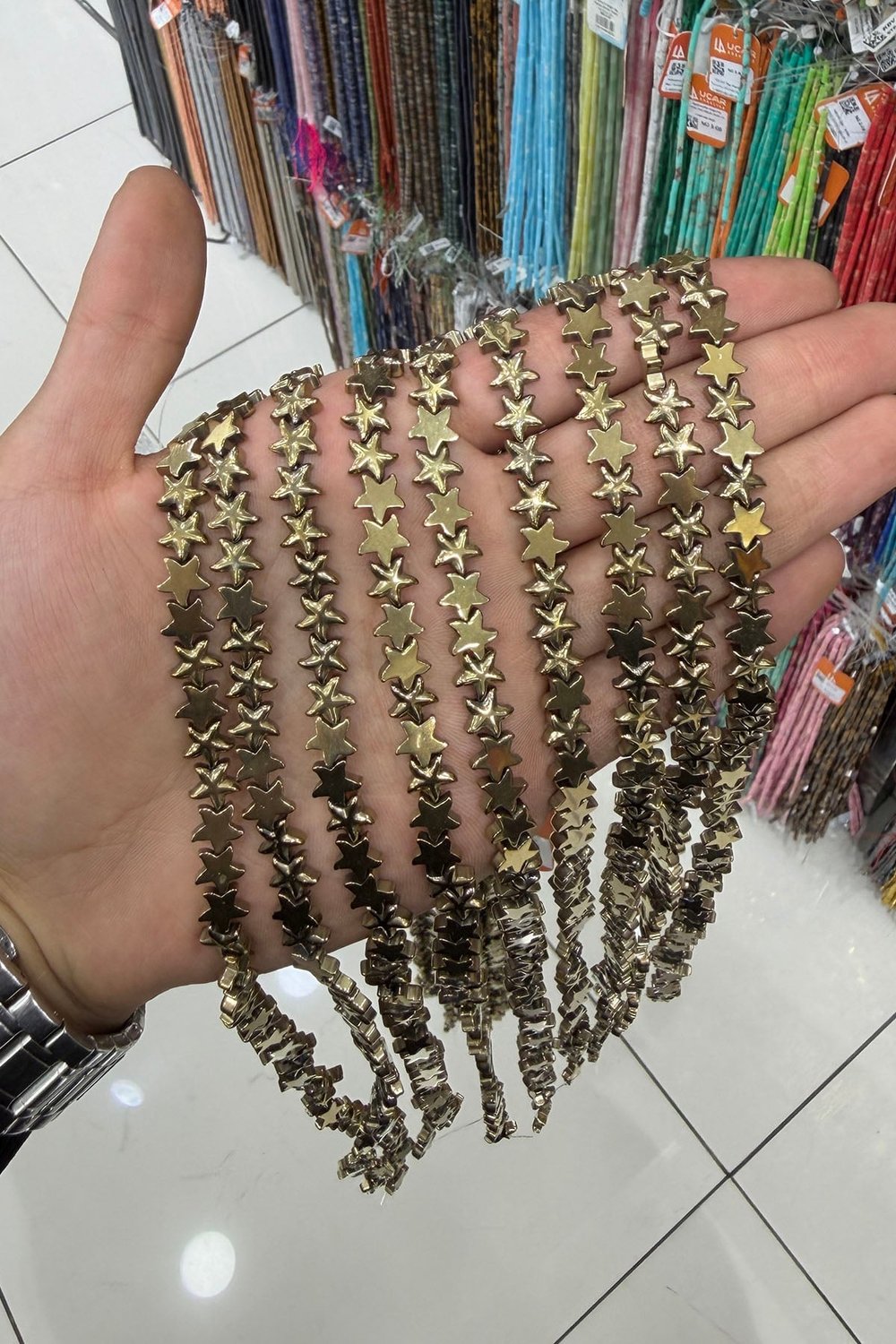 Hematit Taşı Yıldız Kesim Parlak Antik Sarı 8mm Doğal Taş Dizi