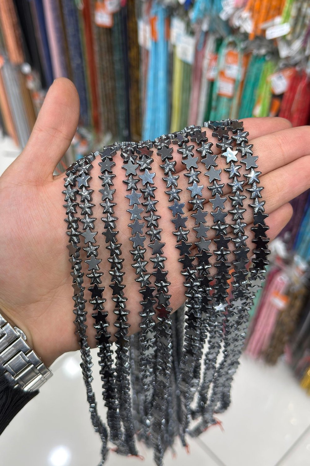 Hematit Taşı Yıldız Kesim Parlak Füme 8mm Doğal Taş Dizi
