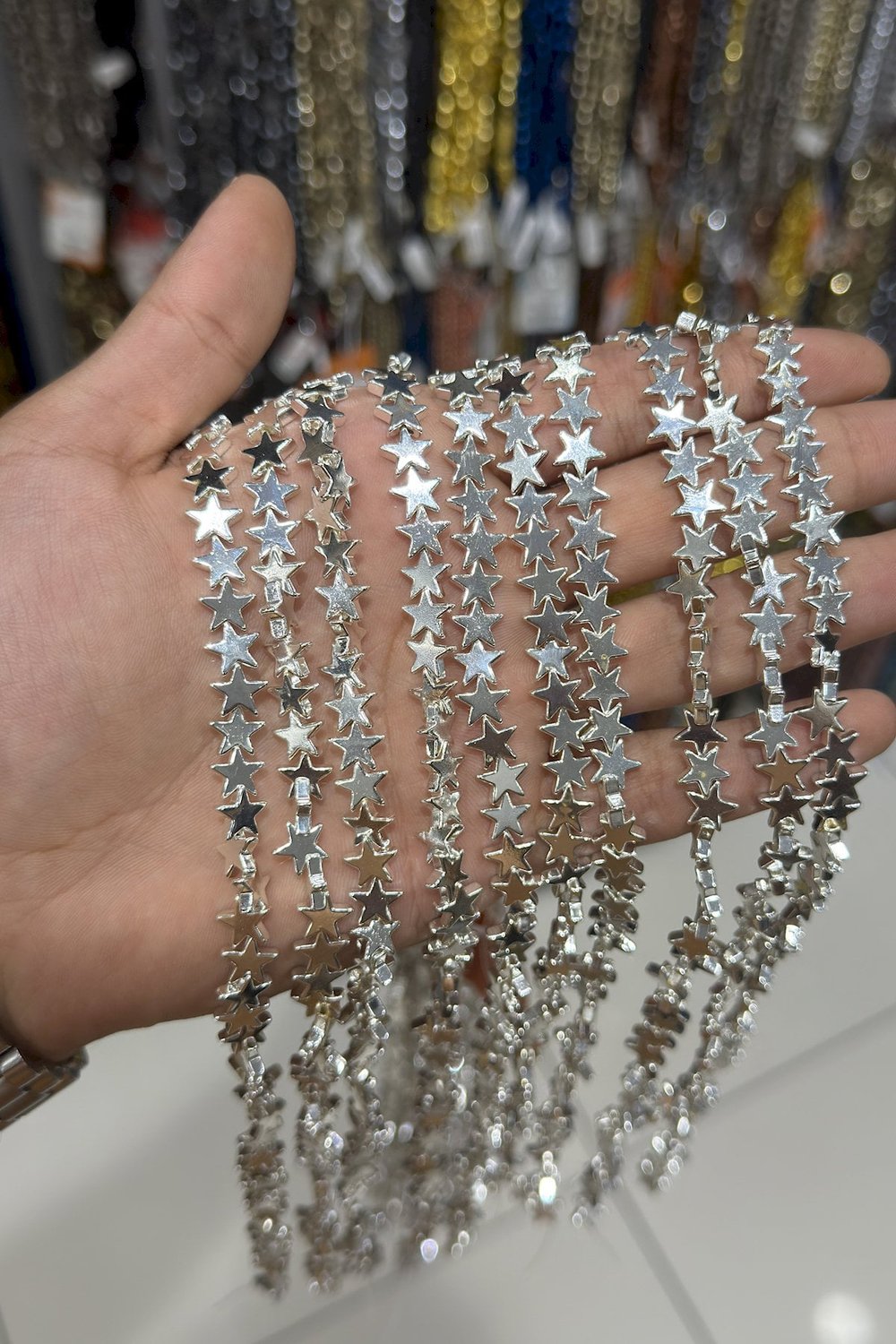 Hematit Taşı Yıldız Kesim Açık Gümüş 8mm Doğal Taş Dizi