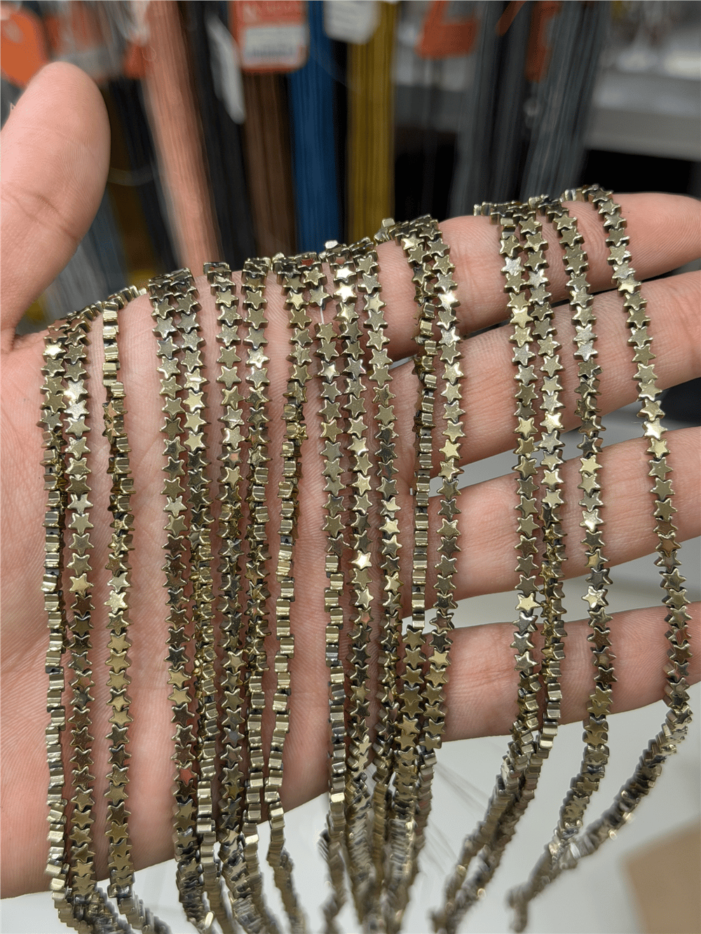 Hematit Taşı Yıldız Kesim Parlak Antik Sarı 4mm Doğal Taş Dizi