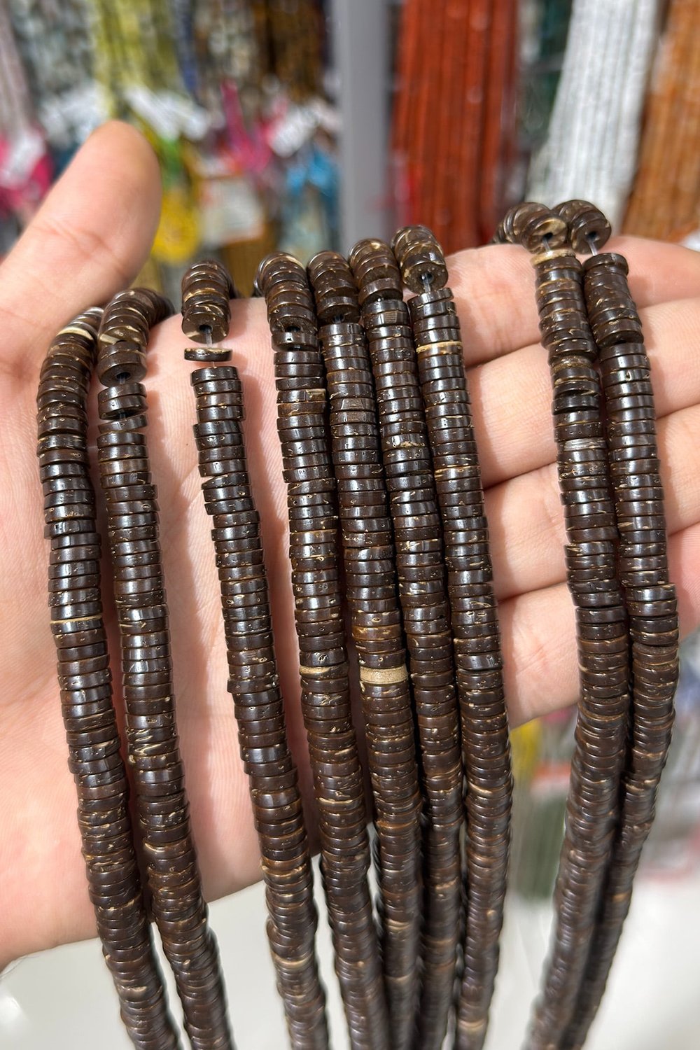 Hindistan Cevizi Ağacı Disk Kesim Parlak Kahverengi 8x2mm Dizi [AA]